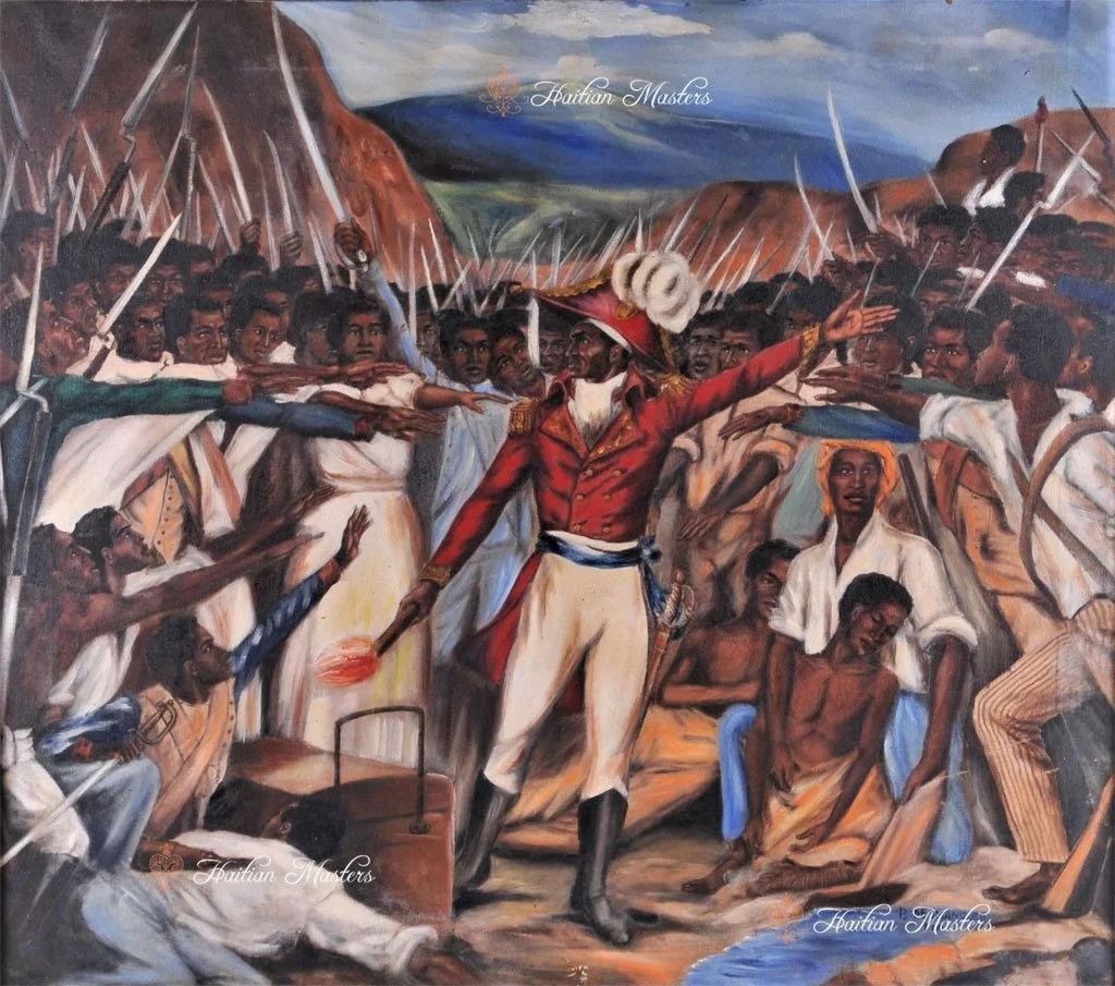 Artwork of Jean-Jacques Dessalines connected to the Battle of La Crête-à-Pierrot and Haitian independence.