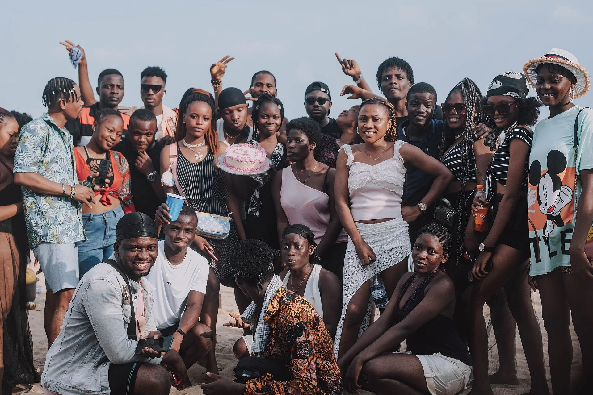 Young people spending time together at Takwa Bay Beach in Lagos