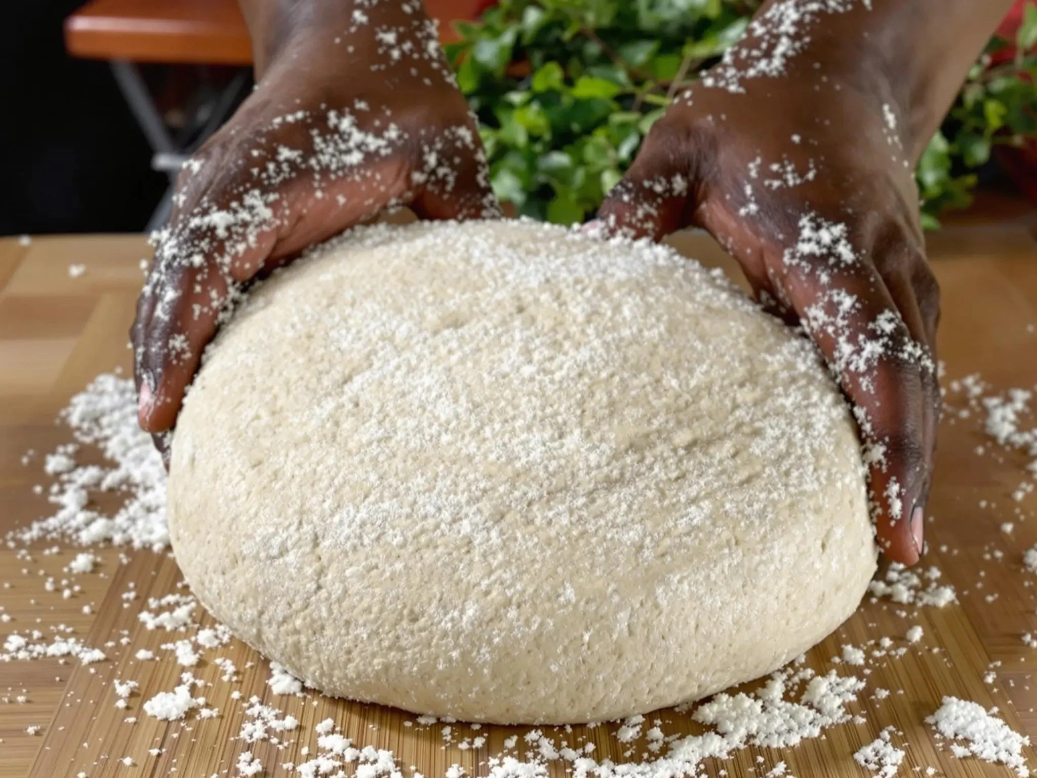 West African tô forming with a firm dough.