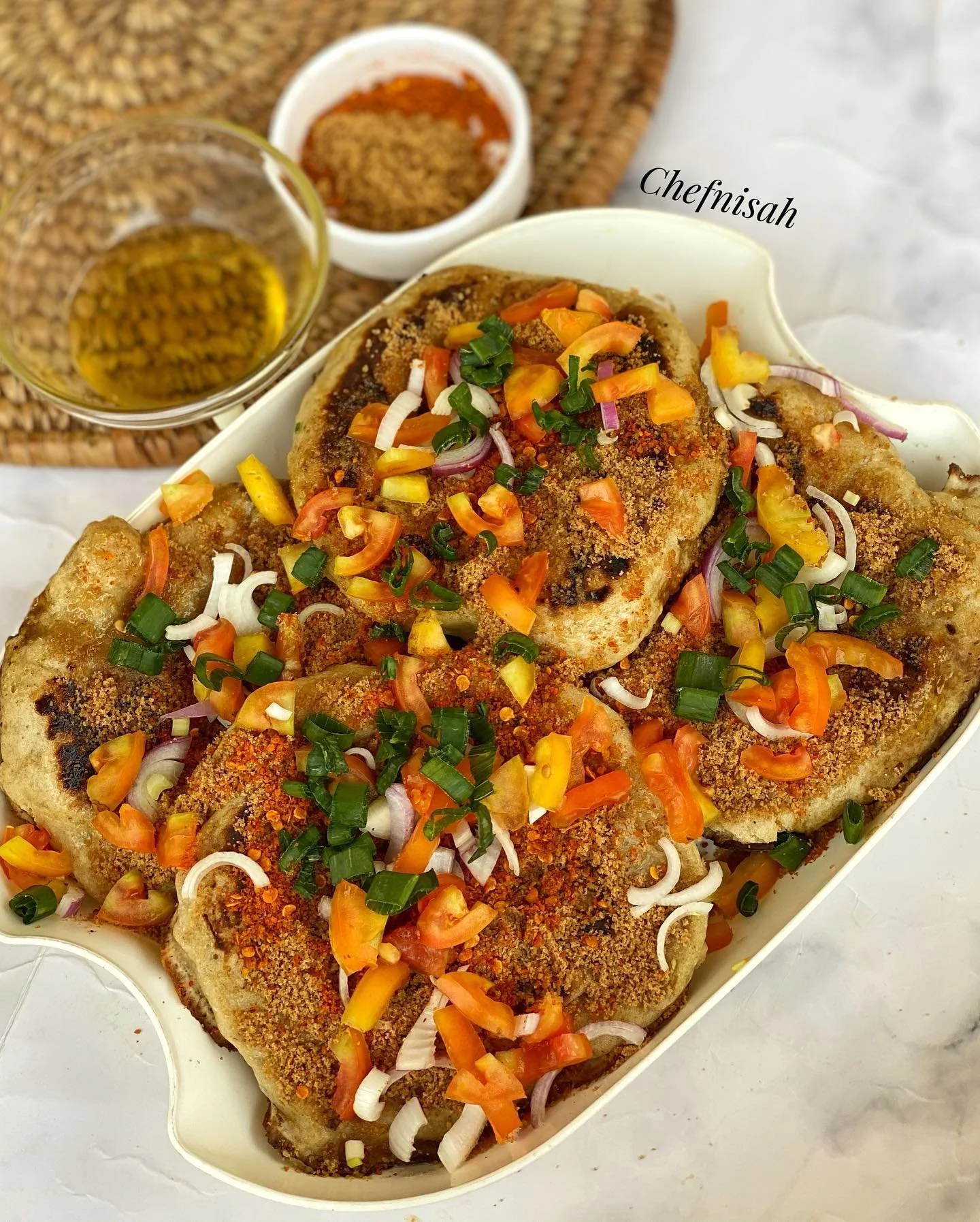 Gurasa flatbread prepared as bandashe, a northern Nigerian bread dish.