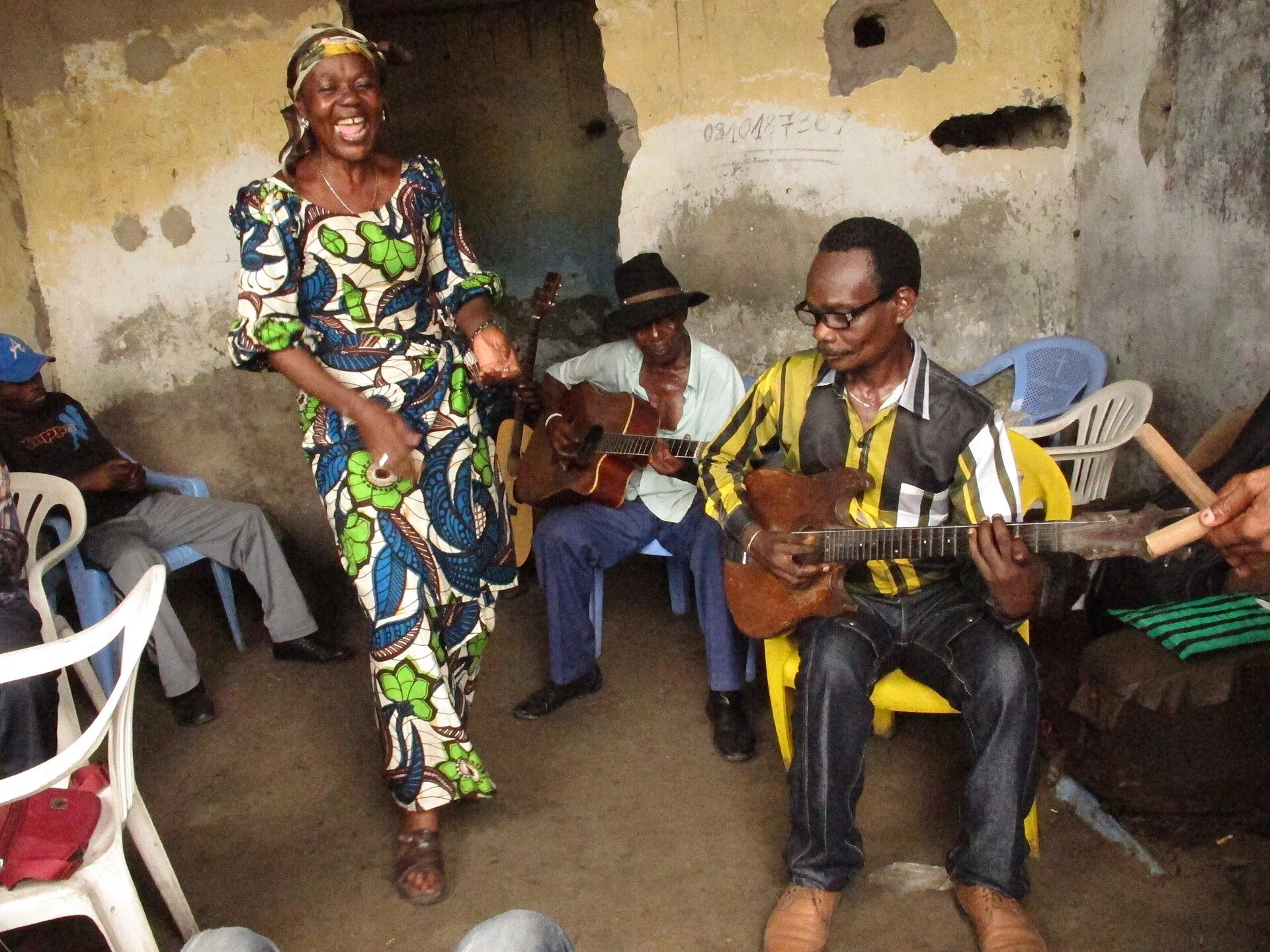 Members of Bakolo Music International rehearsing Congolese rumba in Kinshasa