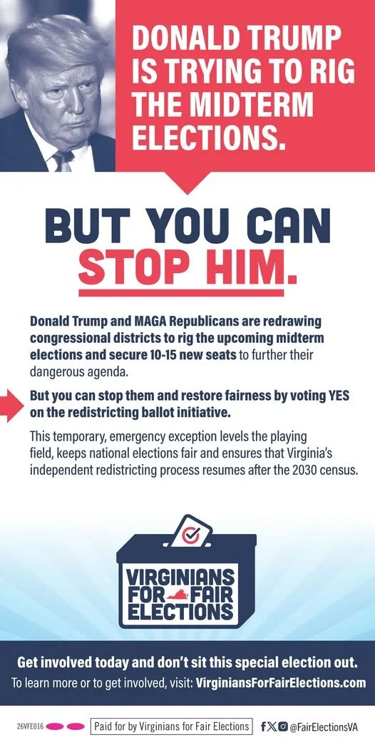 Stop Trump from rigging the 2026 elections, vote YES for Redistricting #FightBack