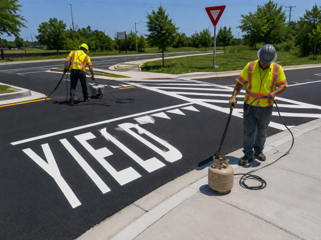 How Pavement Line Striping Affects Traffic Flow in Busy Commercial Parking Lots