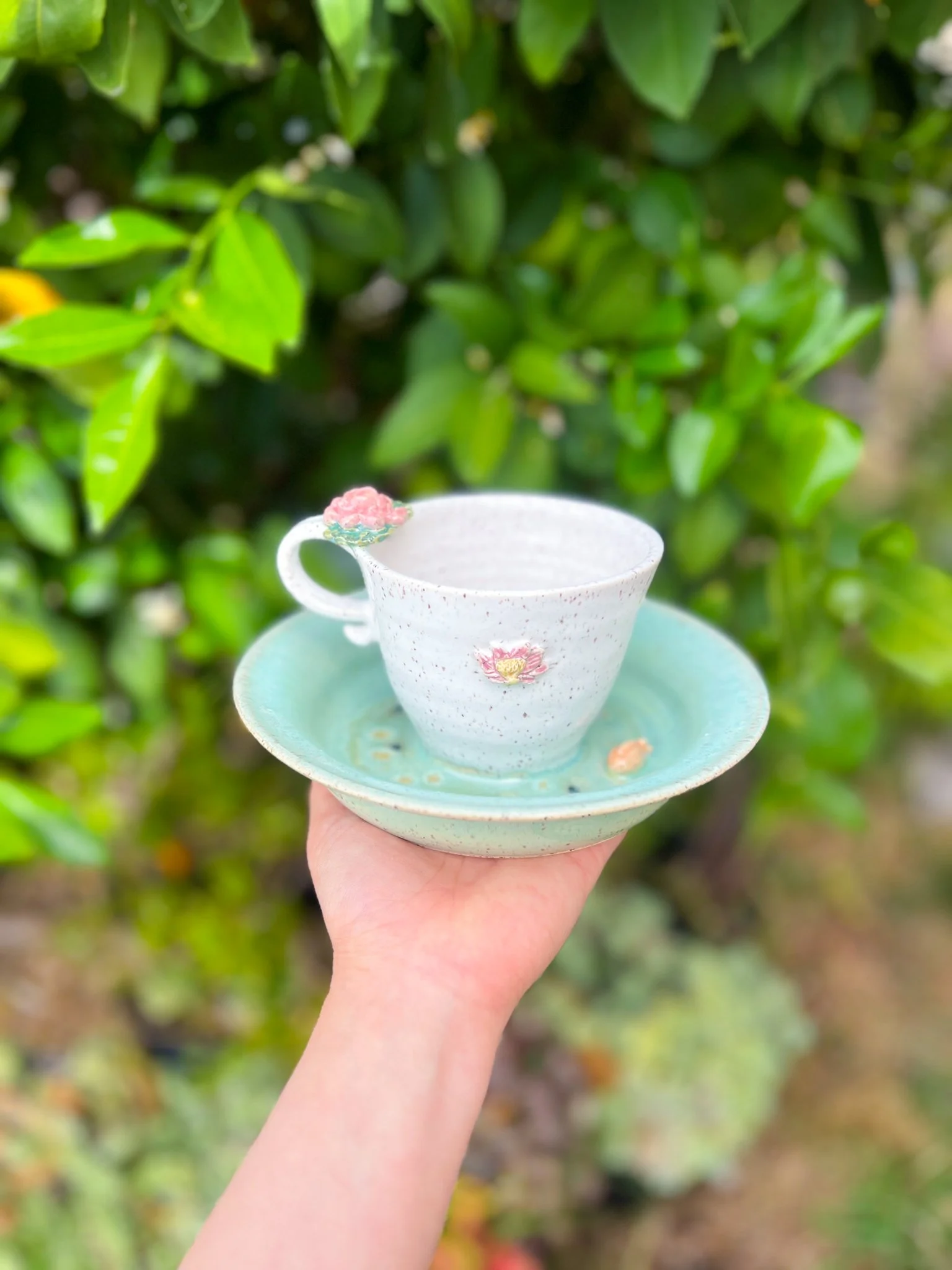 Misty C (tea cup, goldfish, lotus)