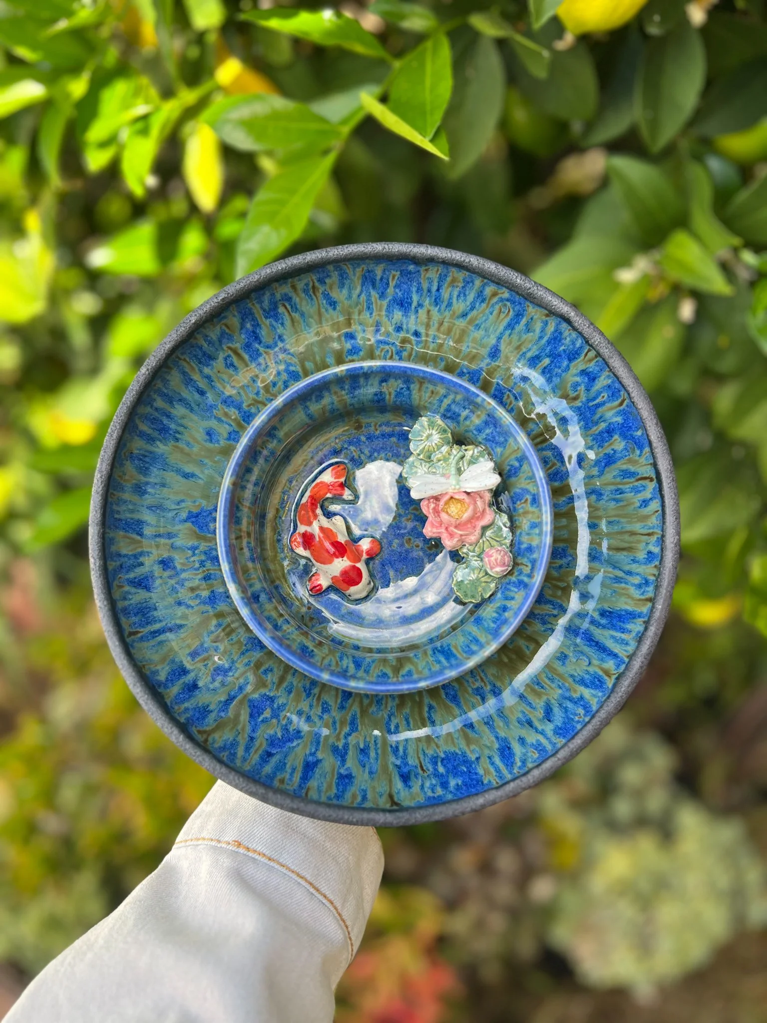 Petrichor E (Reverse Ping Pot, koi, dragonfly, lotus, lily pad) "Discounted"