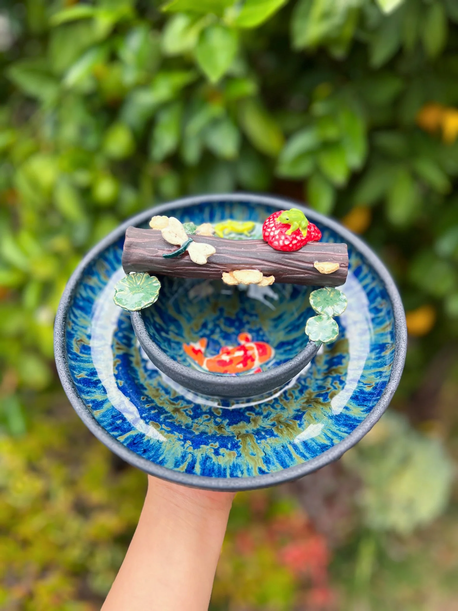 The Secret Pond (koi, frog, dragonfly, mushroom, gecko, lily pad)
