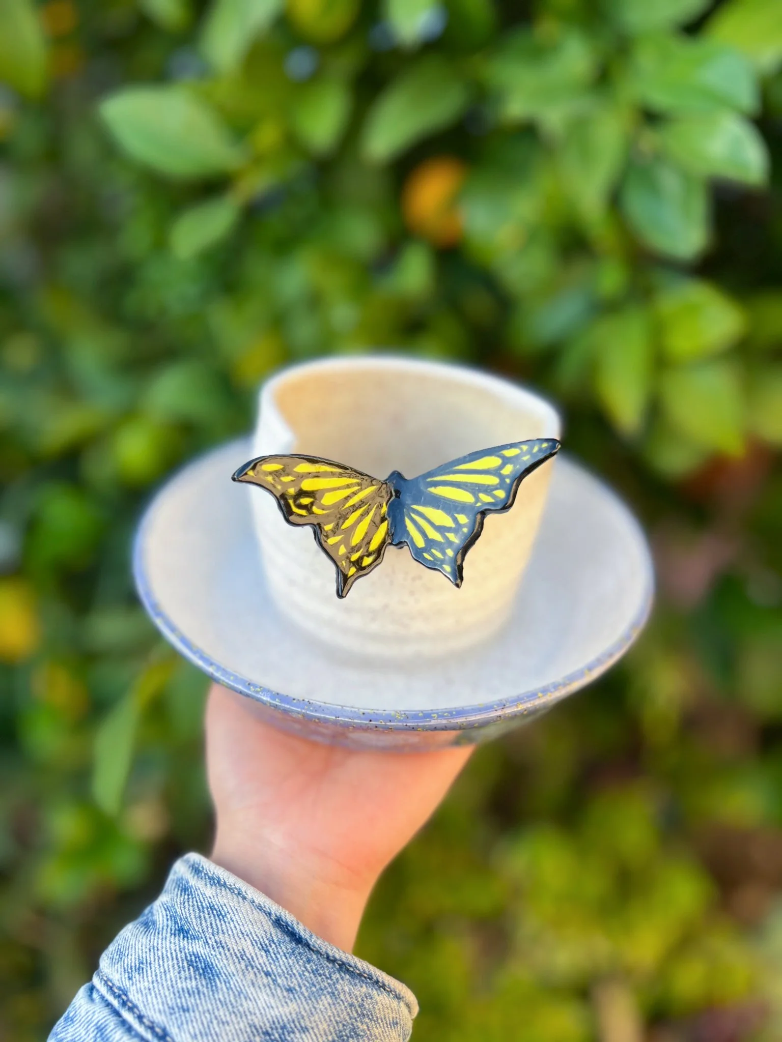 Lavender Dream I (heart, yellow monarch)