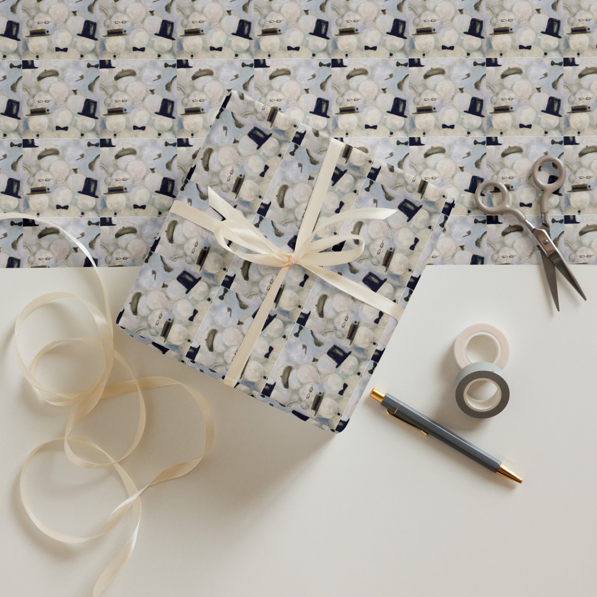 Vintage Snowman wrapping paper sheets (3)