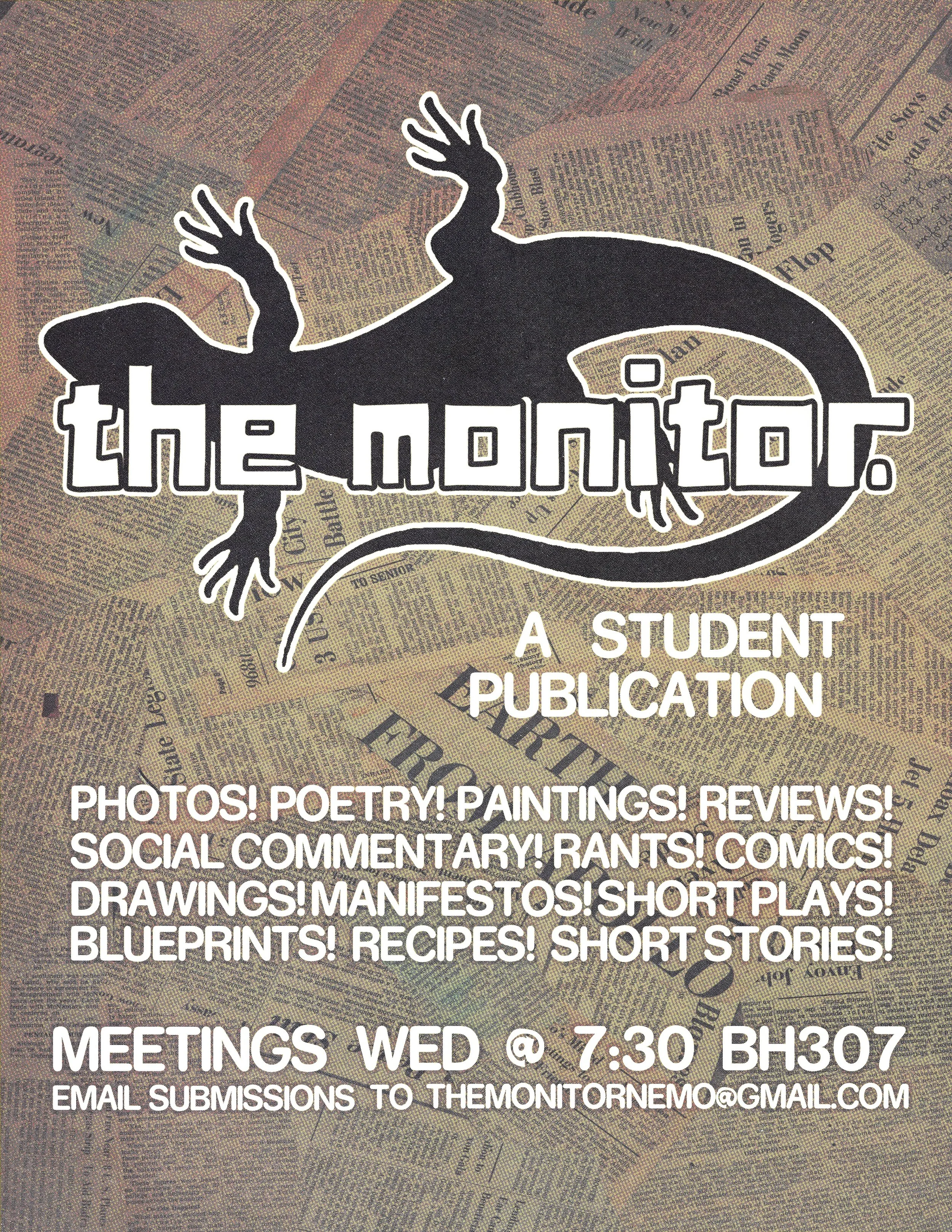 Poster for The Monitor, a student publication I revived.