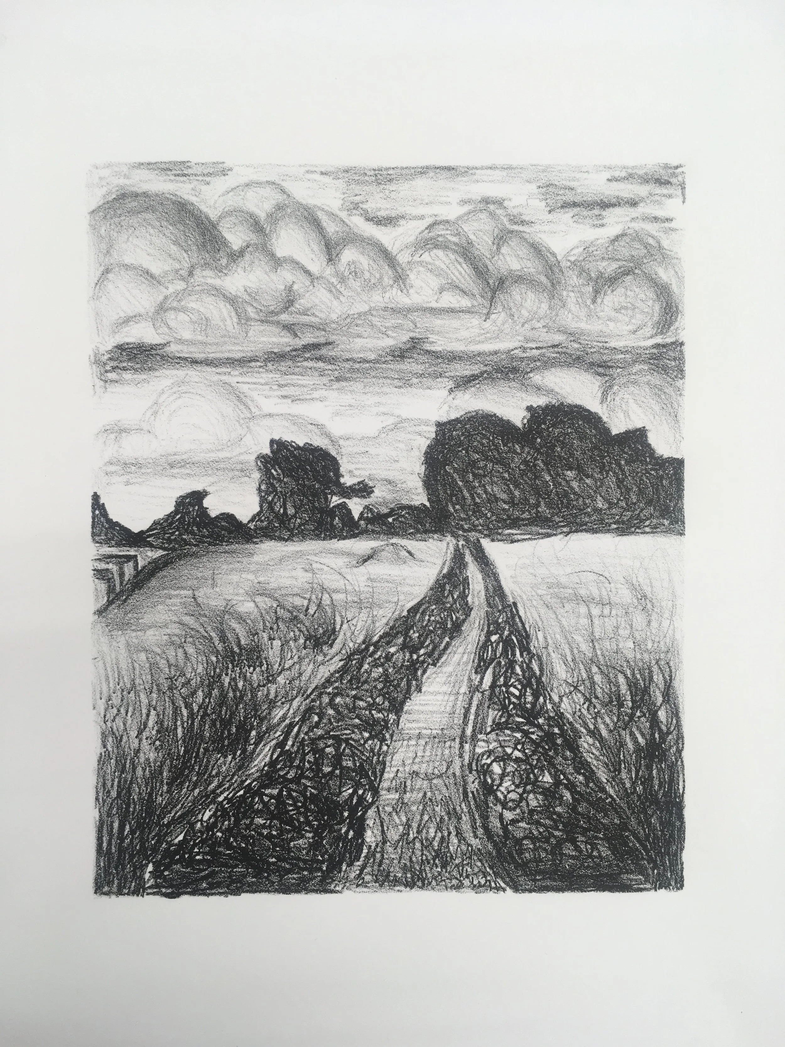 'levee' 
stone lithograph