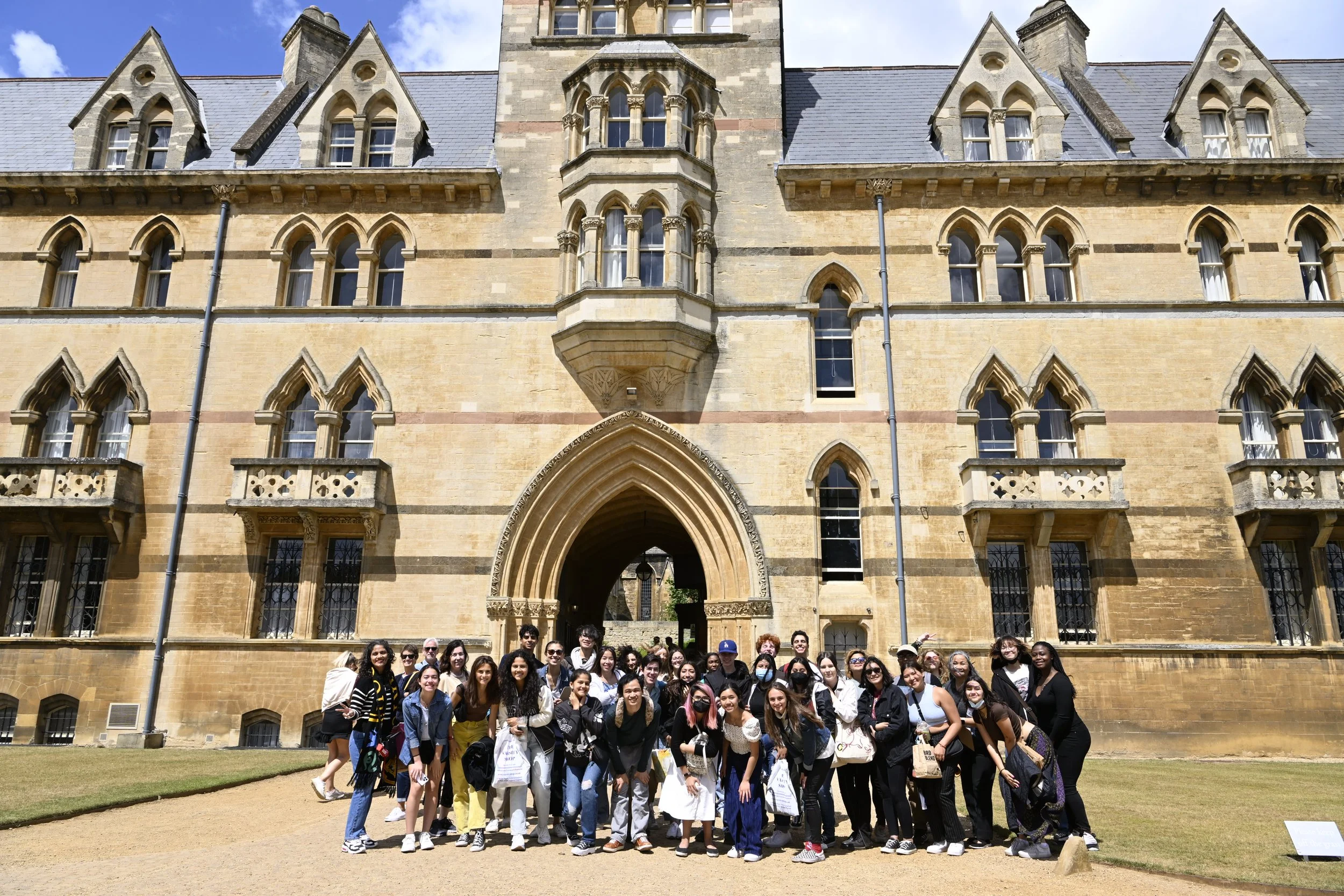 A mix of our group in front of Christ Church College