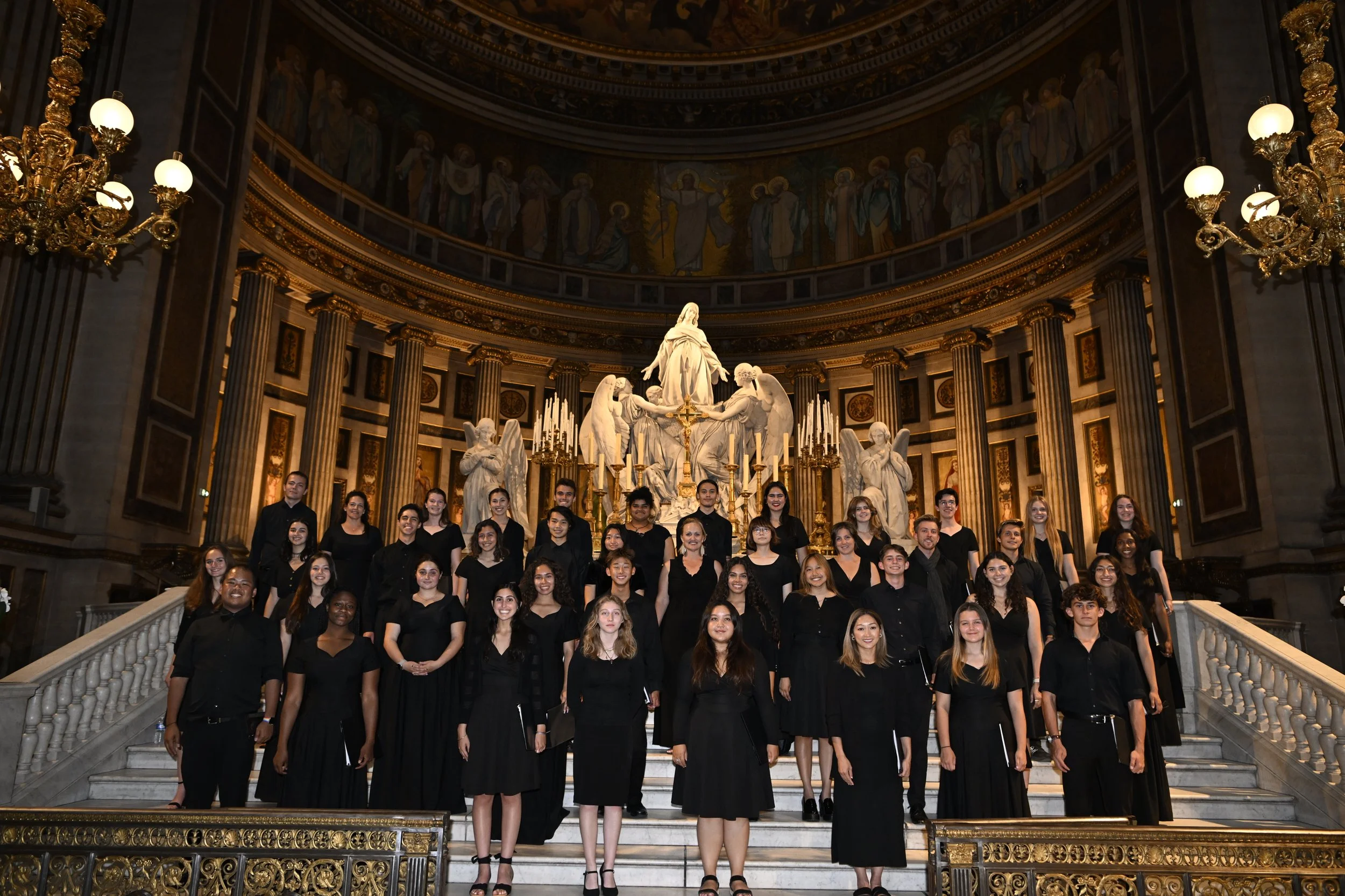 Ready for our performance at La Madeleine