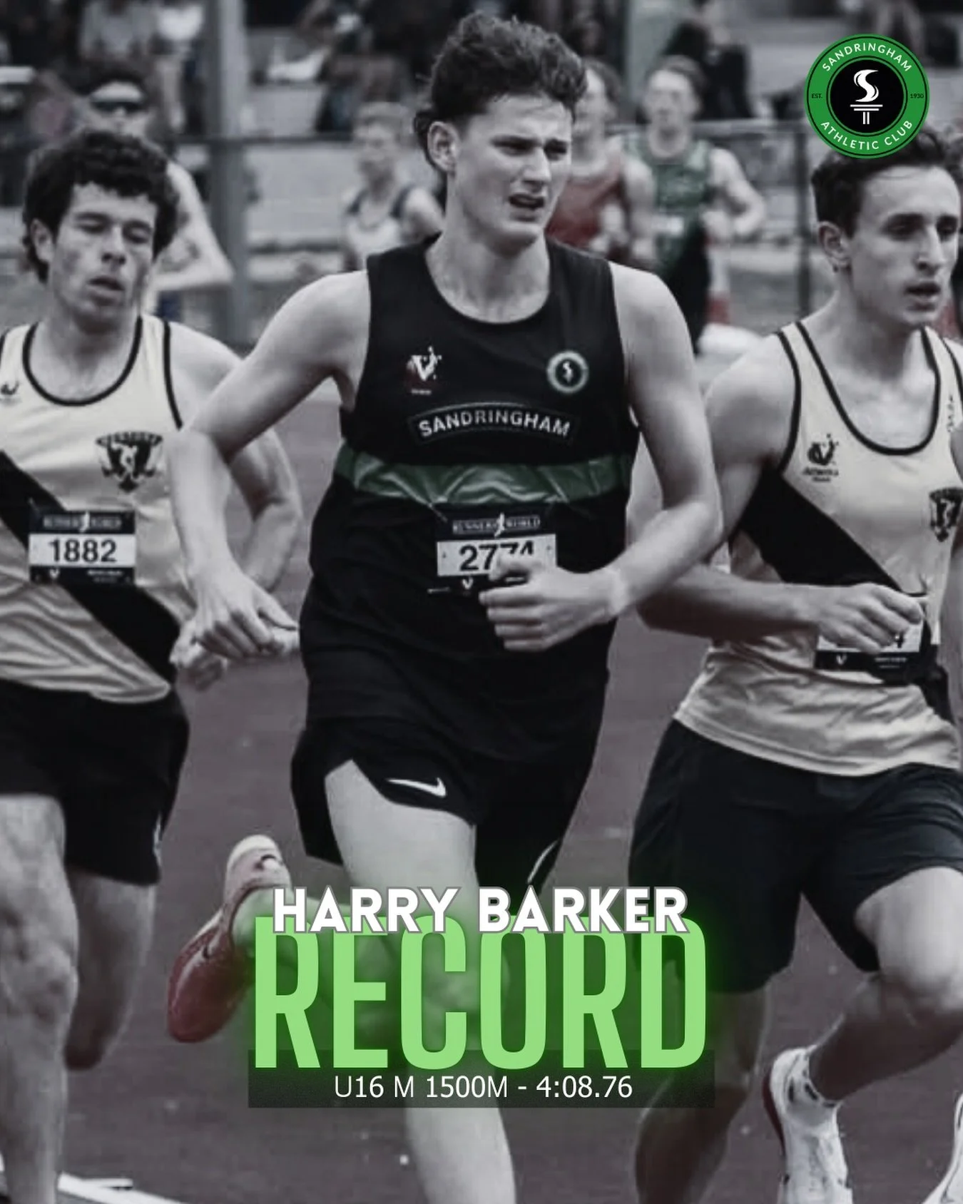 Congratulations Harry Barker on breaking the U16 1500m at AVSL Rnd 8 in Yarra Ranges! Harry ran a quick 4:08.76, a big PB and smashed the record by more than 4 seconds 👏

💥 the record was previously 4:12.98, set by David Barker in 2004. He ran this