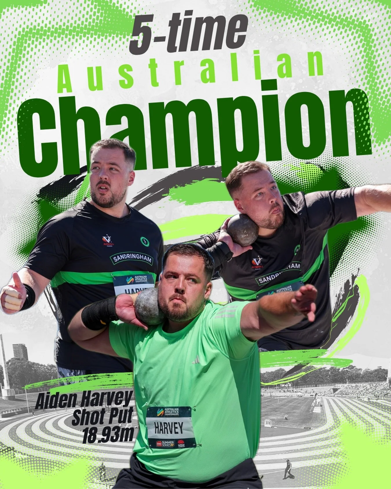 5 in a row 🤯

Congratulations Aiden Harvey - Australian Shot Put Champion🥇 Building momentum with a seasons best 18.93m, keen to see what the rest of the year has in store! 

📸 @ss__athletics 
#trackandfield #shotput #athletics #champion
