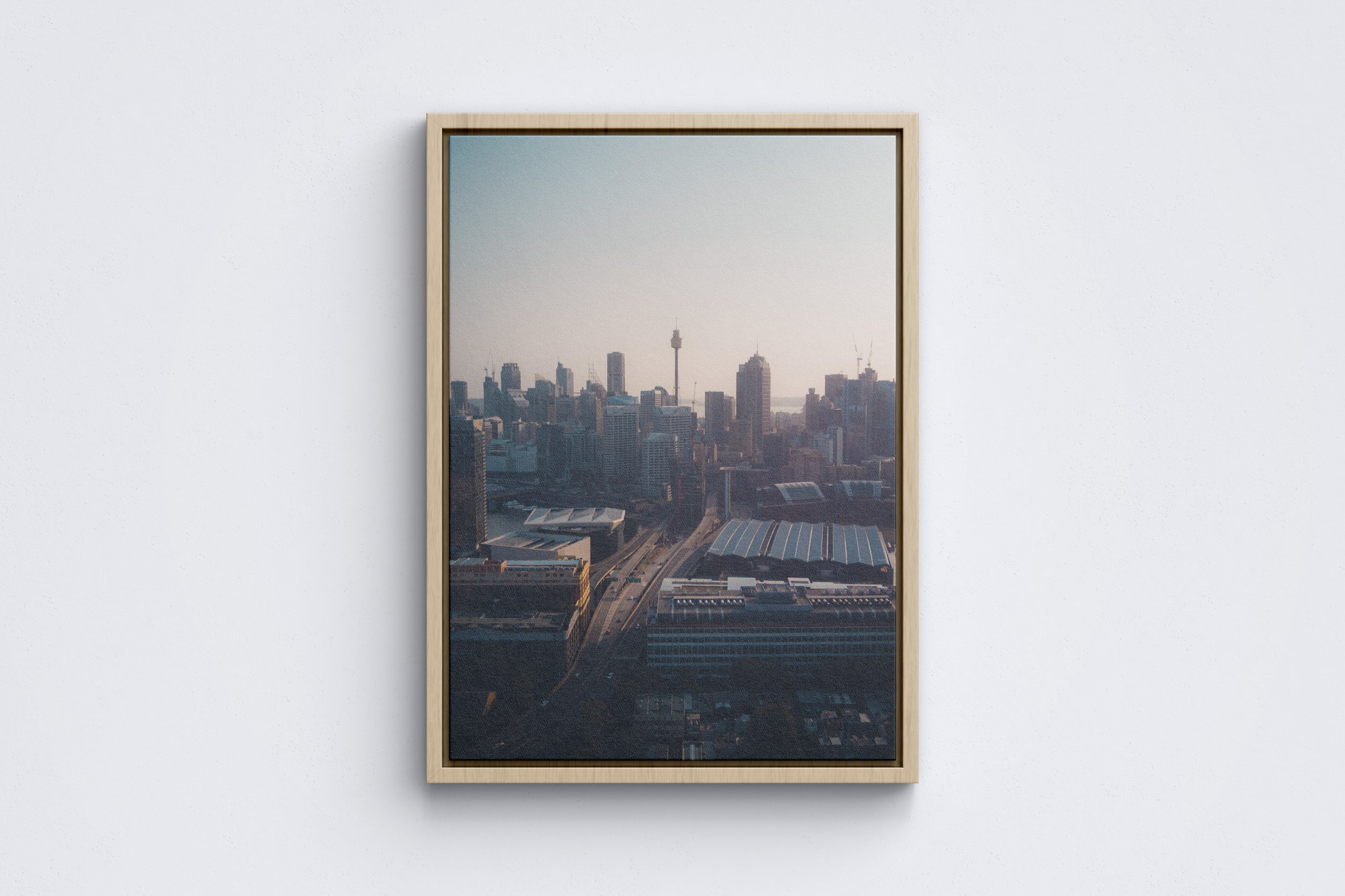 A City in Lockdown Framed Canvas Raw Oak.jpg