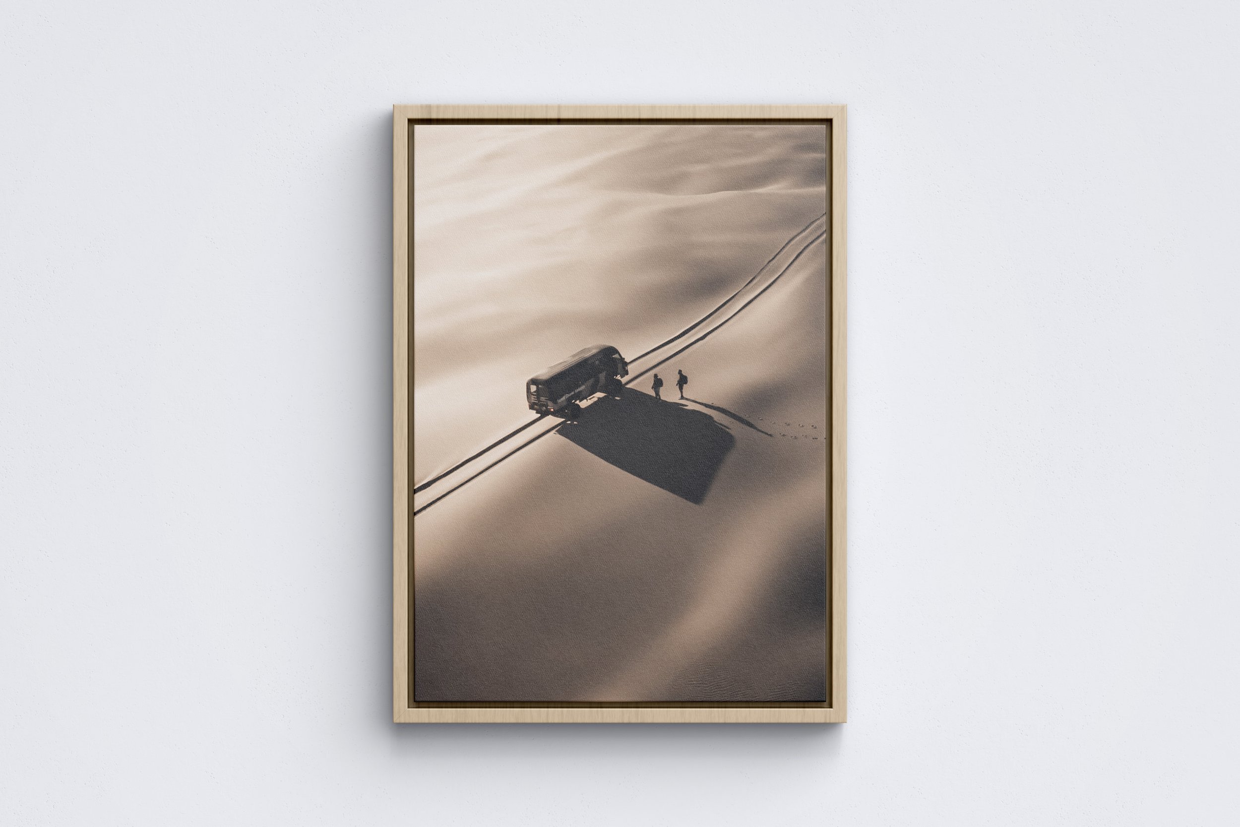Hitch Hikers Guide to the Desert Framed Canvas Raw Oak.jpg
