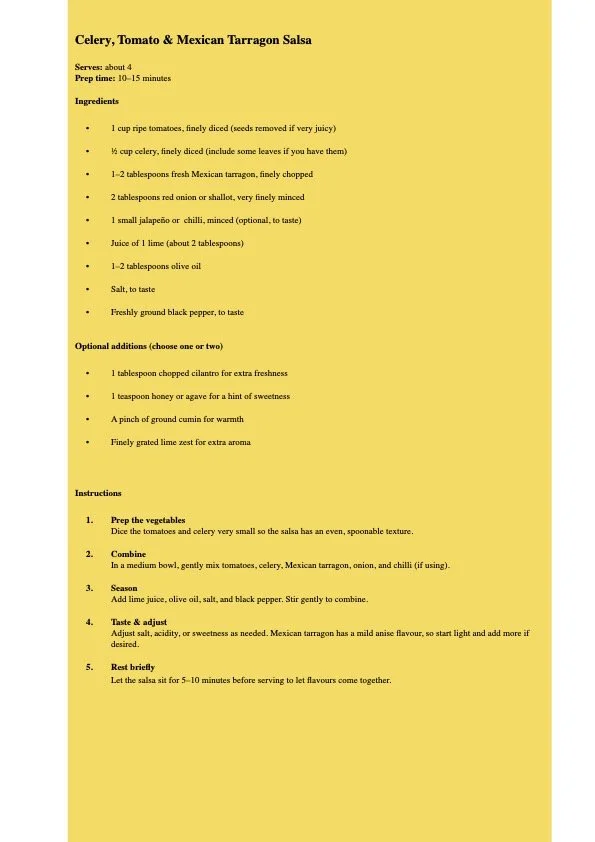 5th January CSA RECIPE