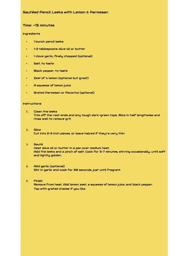 29th December CSA RECIPE
