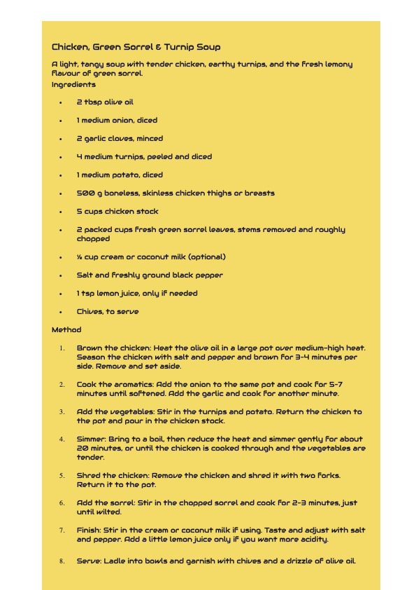 21st September RECIPE