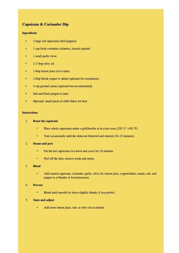 16th March CSA  RECIPE