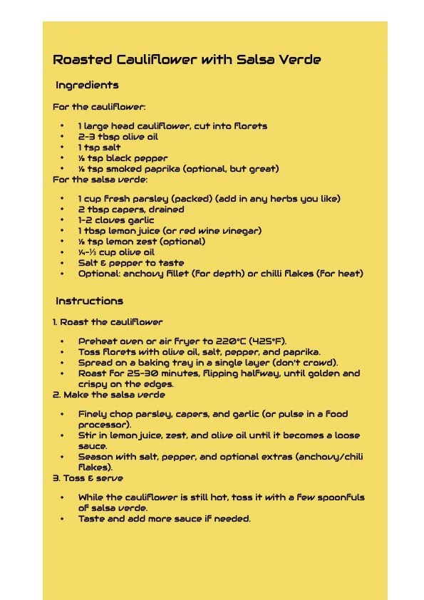 6th April CSA RECIPE