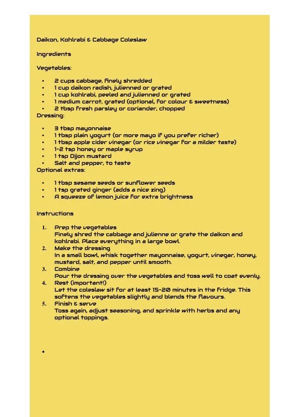 13th April CSA RECIPE