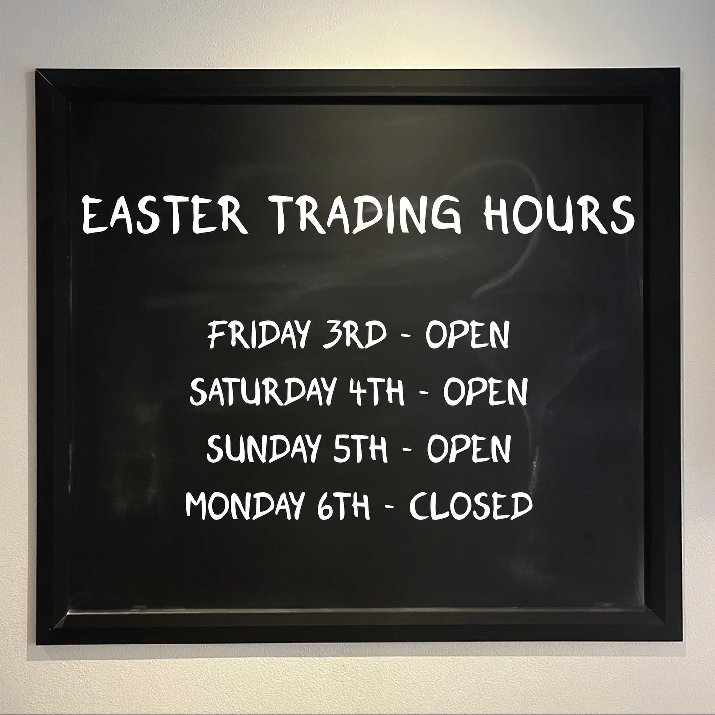 Easter trading hours! 
We will be open over Easter, Wednesday to Sunday from 5pm! 🐣