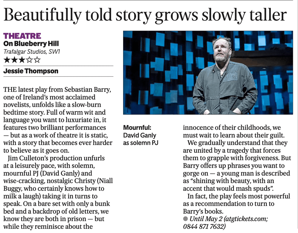 On Blueberry Hill, Trafalgar Studios