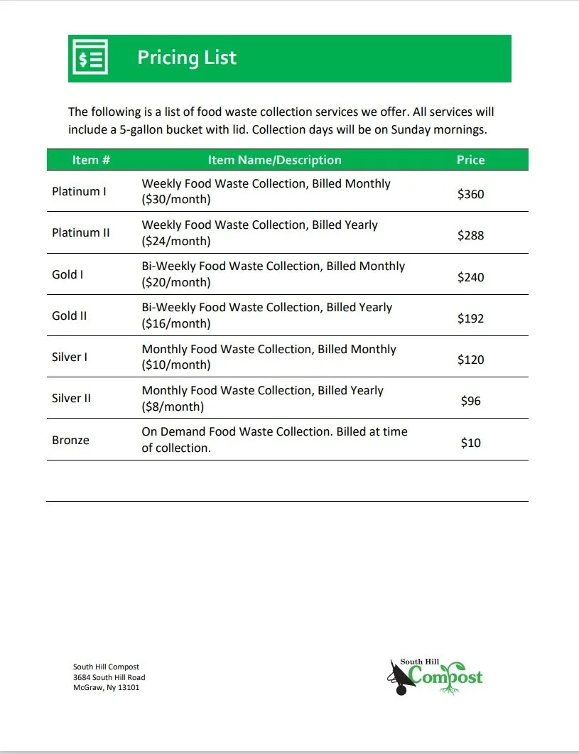 Out Pricing Schedule