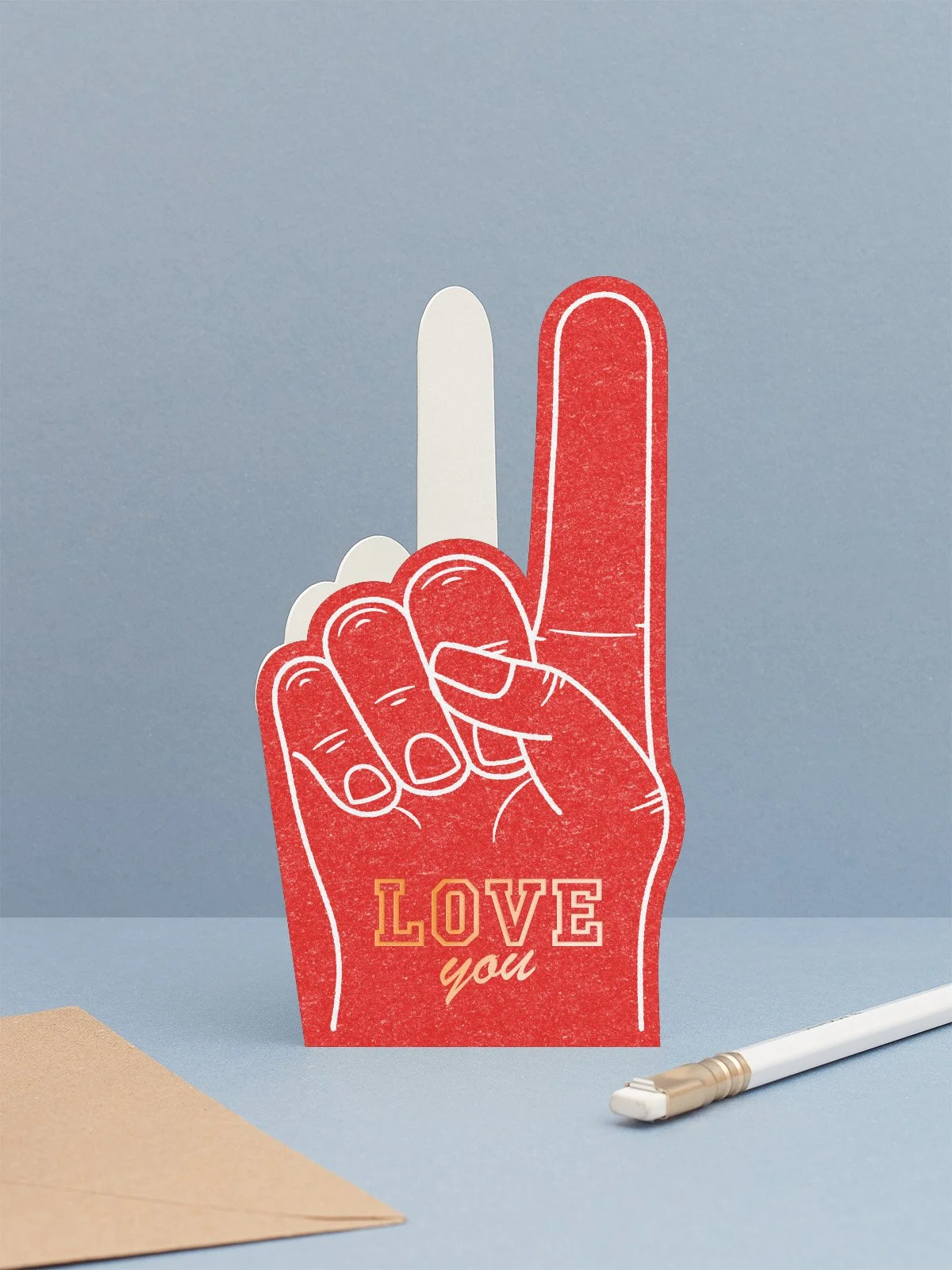 Love You Foam Finger Valentines Card