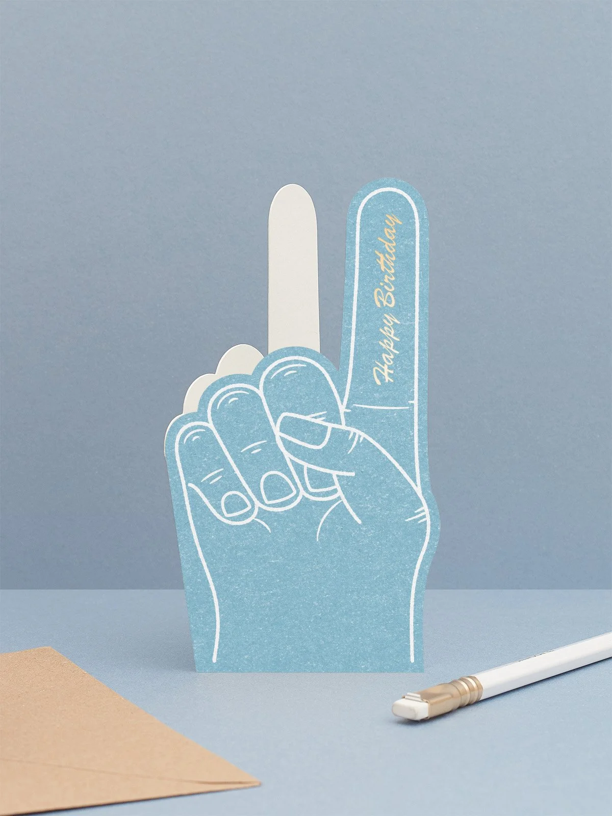Happy Birthday Blue Foam Finger Card