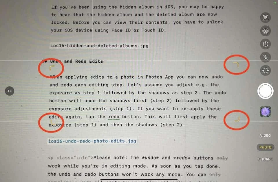 iOS 16 camera app detects text in the Camera App