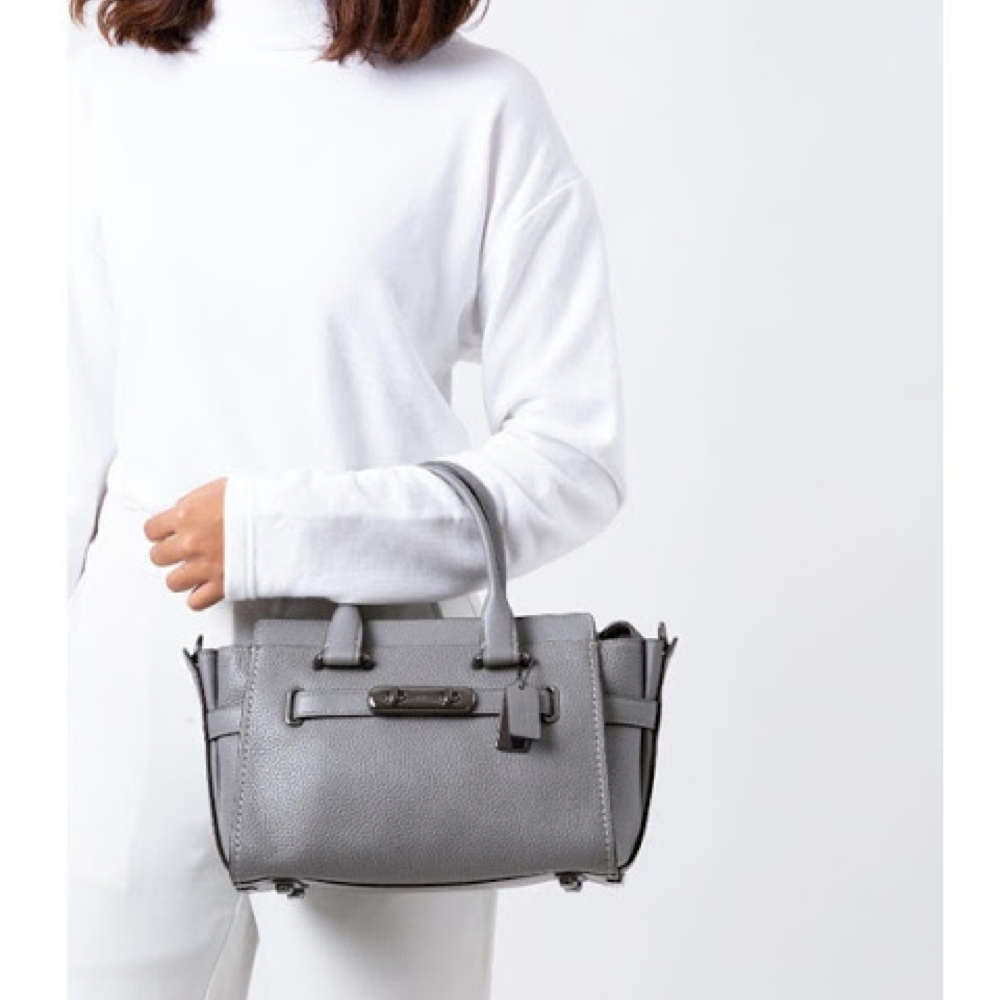 COACH SWAGGER27 グレー 美品 Coach F87295 Swagger 27 Leather Grey – Balilene
