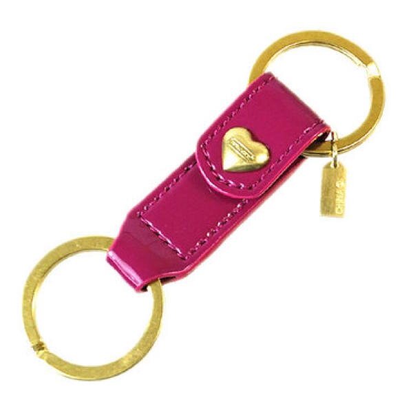 COACH PATENT LEATHER KEY RING PINK