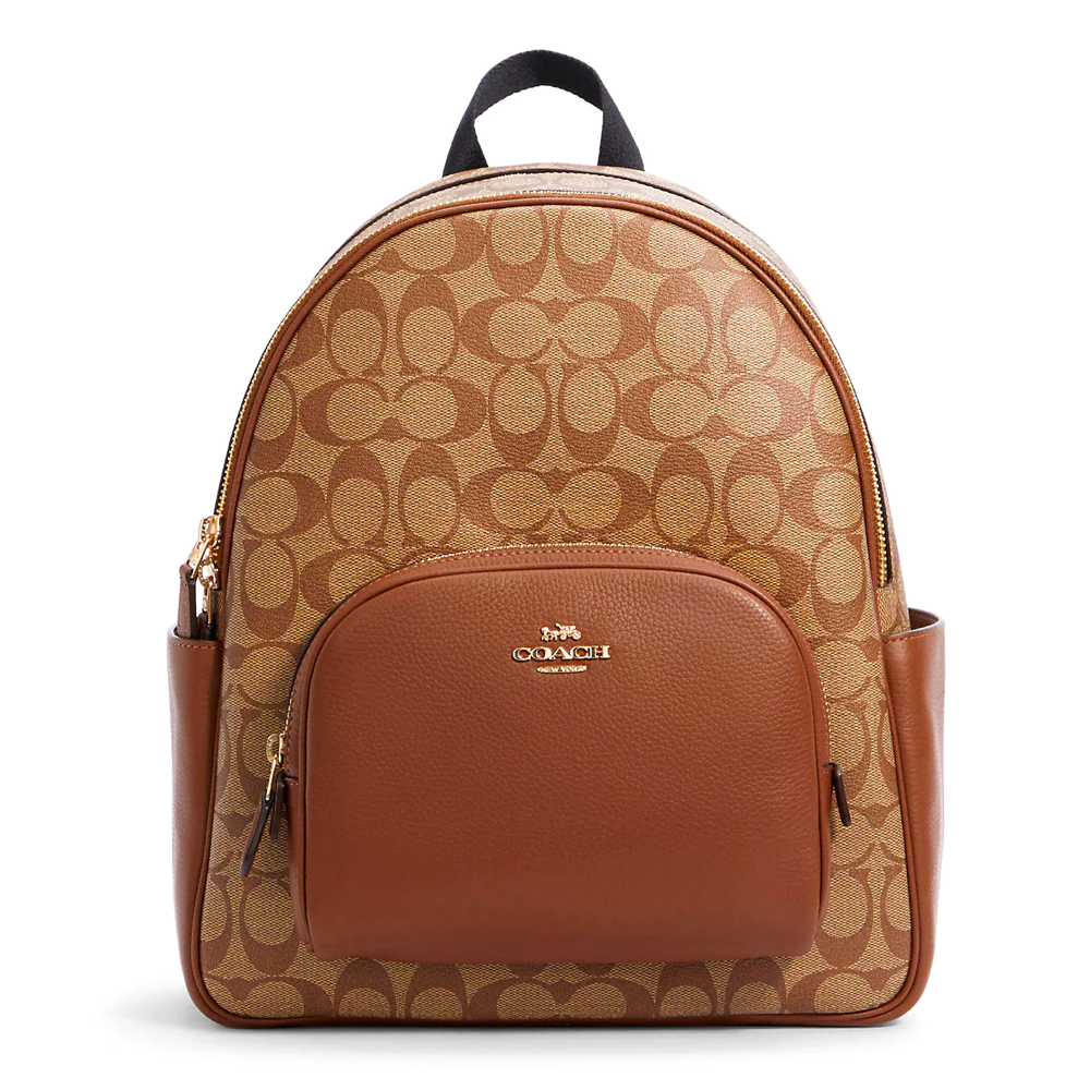 良品✨COACH　コーチ　ボディバッグ　スリング　　バッグ　レザー　ブラウン COACH 5671 COURT BACKPACK WITH SIGNATURE CANVAS Saddle