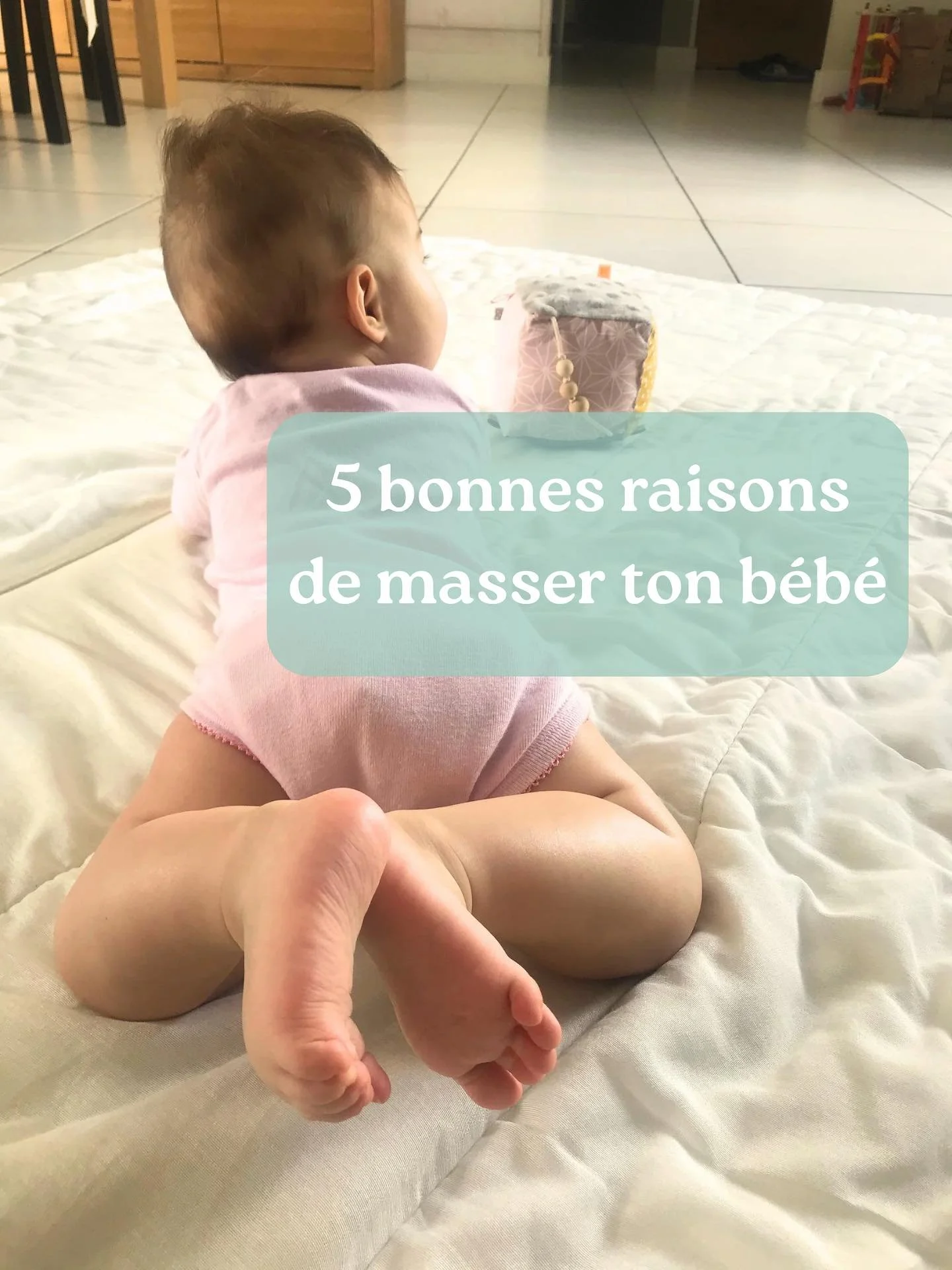 5 bonnes raison de masser ton b&eacute;b&eacute; 

👶 Prendre un temps avec ton b&eacute;b&eacute;, sans contrainte, obligation, pression, horaire &agrave; respecter 

👶 Te connecter &agrave; ton b&eacute;b&eacute; et nourrir, enrichir vos liens (on