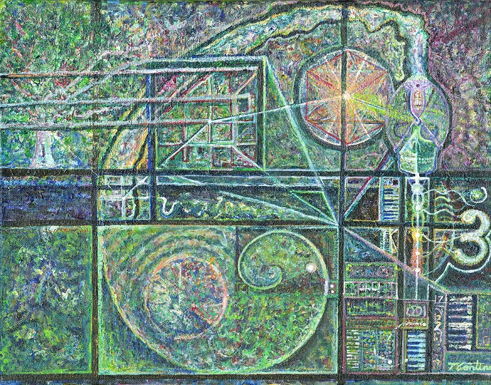 a green geometric painting