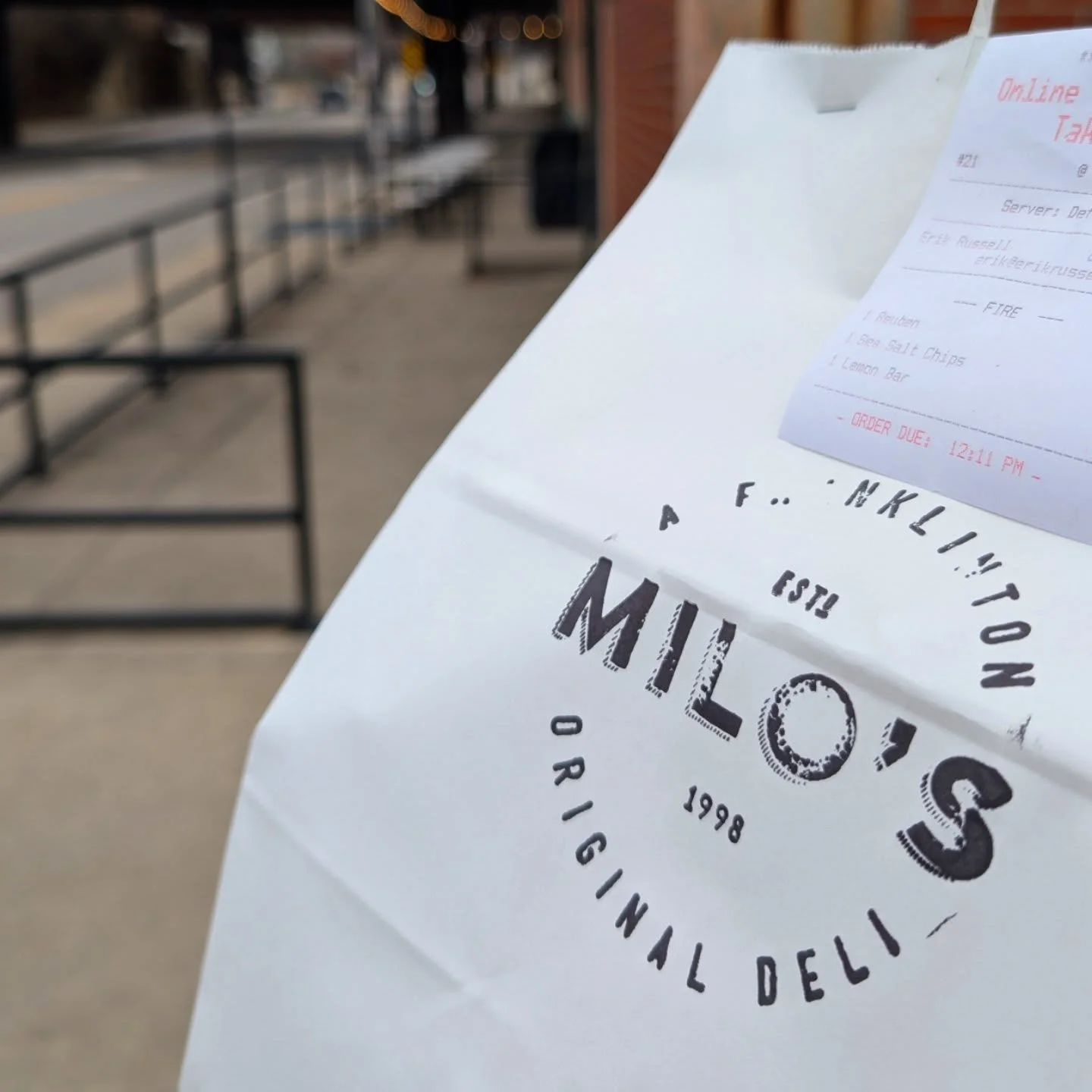 Today's snow dusting is making me wish I'd waited a few days before grabbing a Reuben from @milosdelicbus, picked it up along with a lemon bar door lunch the other day to fill my craving for a hot sandwich. Perhaps I'll get a soup and sandwich...