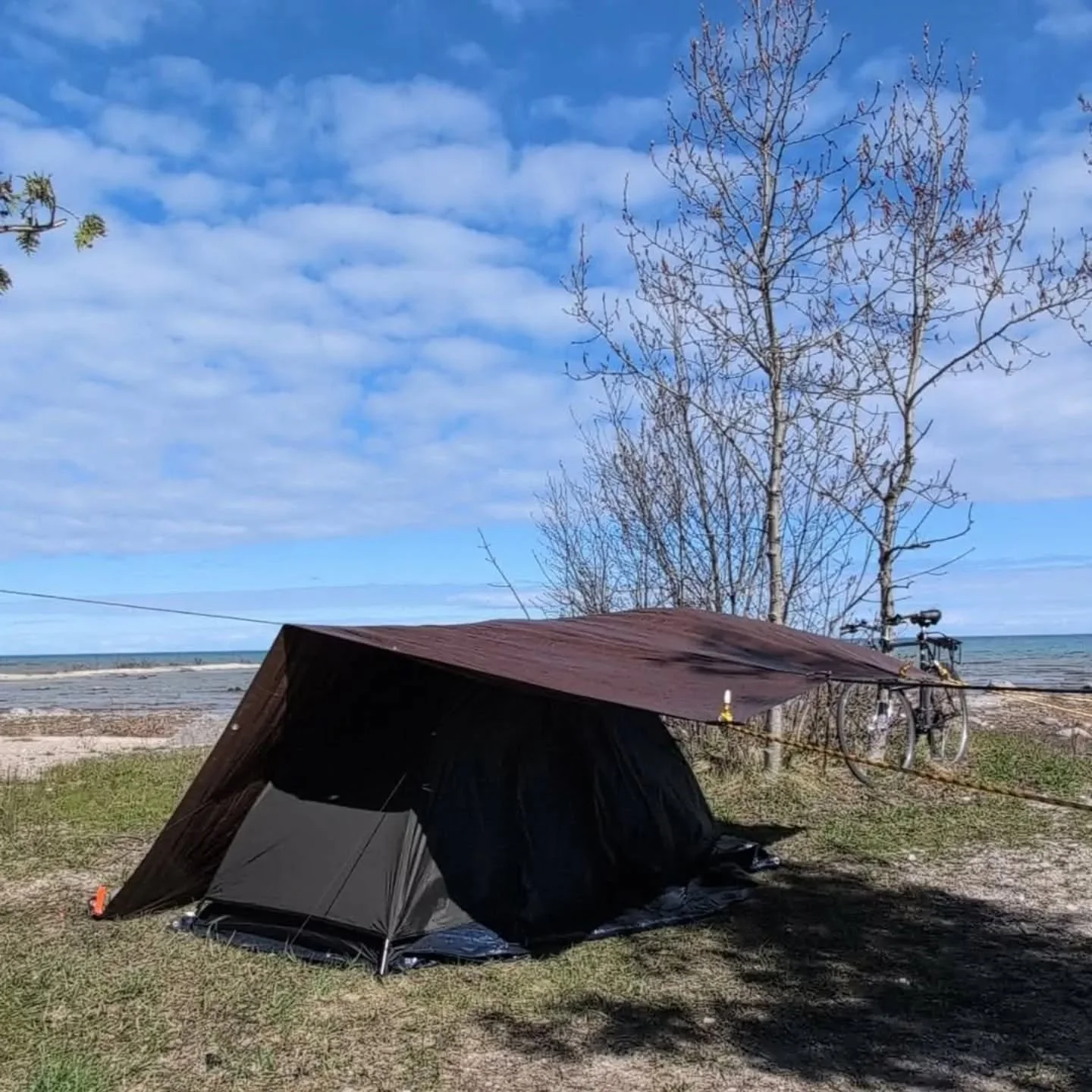 Greetings from the Leelanau Peninsula in Michigan! A very cold and windy solo camping trip to get away from city life for a few days. Very strange to be one of just a handful of people in a park with 40 campsites, that factor may have what caused a b
