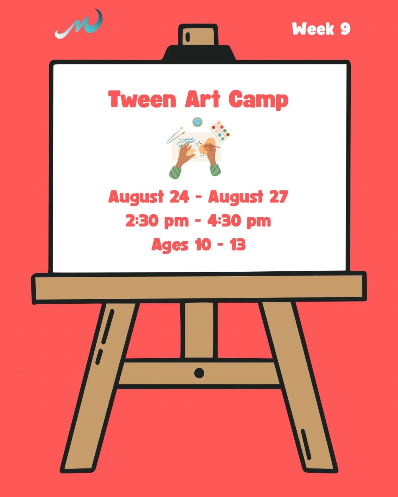 Registration for Summer Art Camps begins this Wednesday, 1.28, @ 10 am! 😎

WEEK 9 (PM) = TWEEN ART CAMP!

Develop your skills and creativity at Tween Art Camp. Campers will explore a variety of art materials and techniques, experiment with new ways 