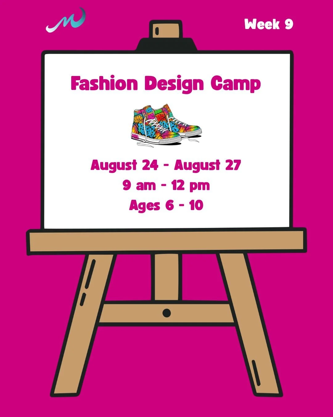 Registration for Summer Art Camps begins this Wednesday, 1.28, @ 10 am! 😎

WEEK 9 = FASHION DESIGN CAMP!

Express your style at Fashion Design Camp! Campers will design their own T-shirts, sneakers, and a variety of fashionable accessories, bringing