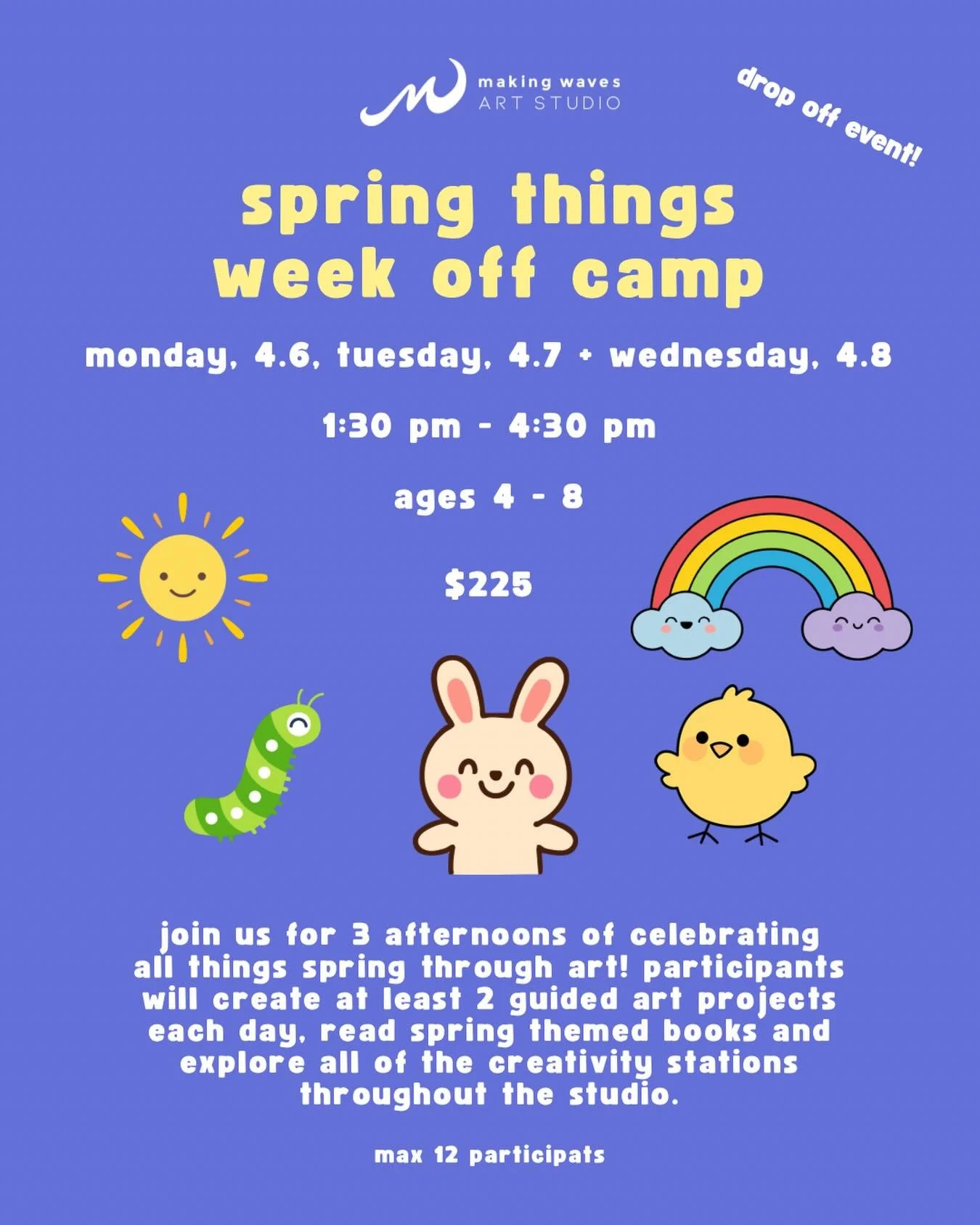 Our April break camp is filling up quickly! 👀👏

If your kiddo would love to spend some of their upcoming week off creating, imagining, exploring, and crafting all things spring, head over to our website and snag your space! 🐥🌷🐰🎨