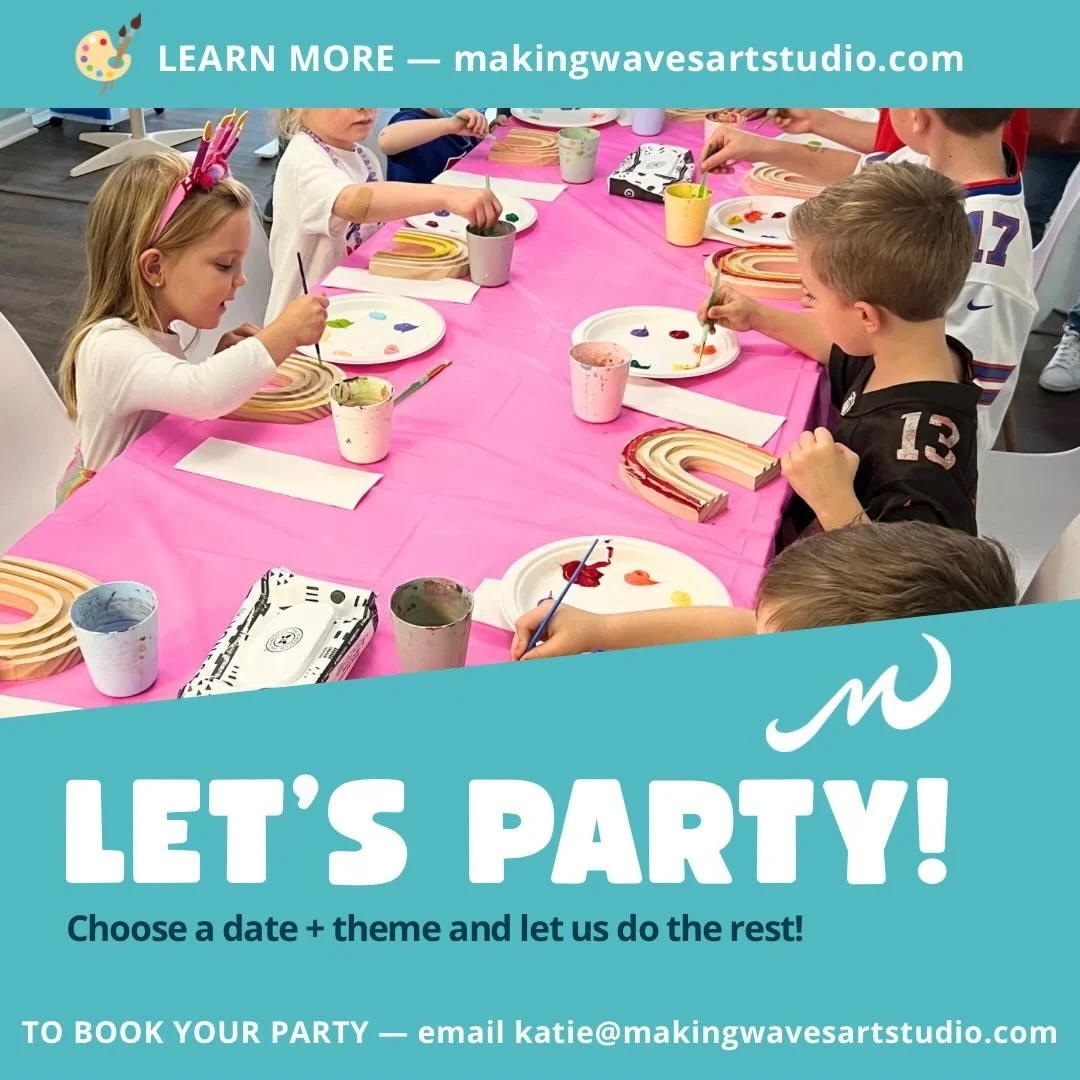 PARTY TIME! 🥳

Looking to thrown an unforgettable birthday party for your little one this year?! We&rsquo;ve got you! Our parties are organized, playful, calm, and most importantly SO. MUCH. FUN! 🎈

We offer 4 party packages:

🧁 STUDIO ART PARTY -