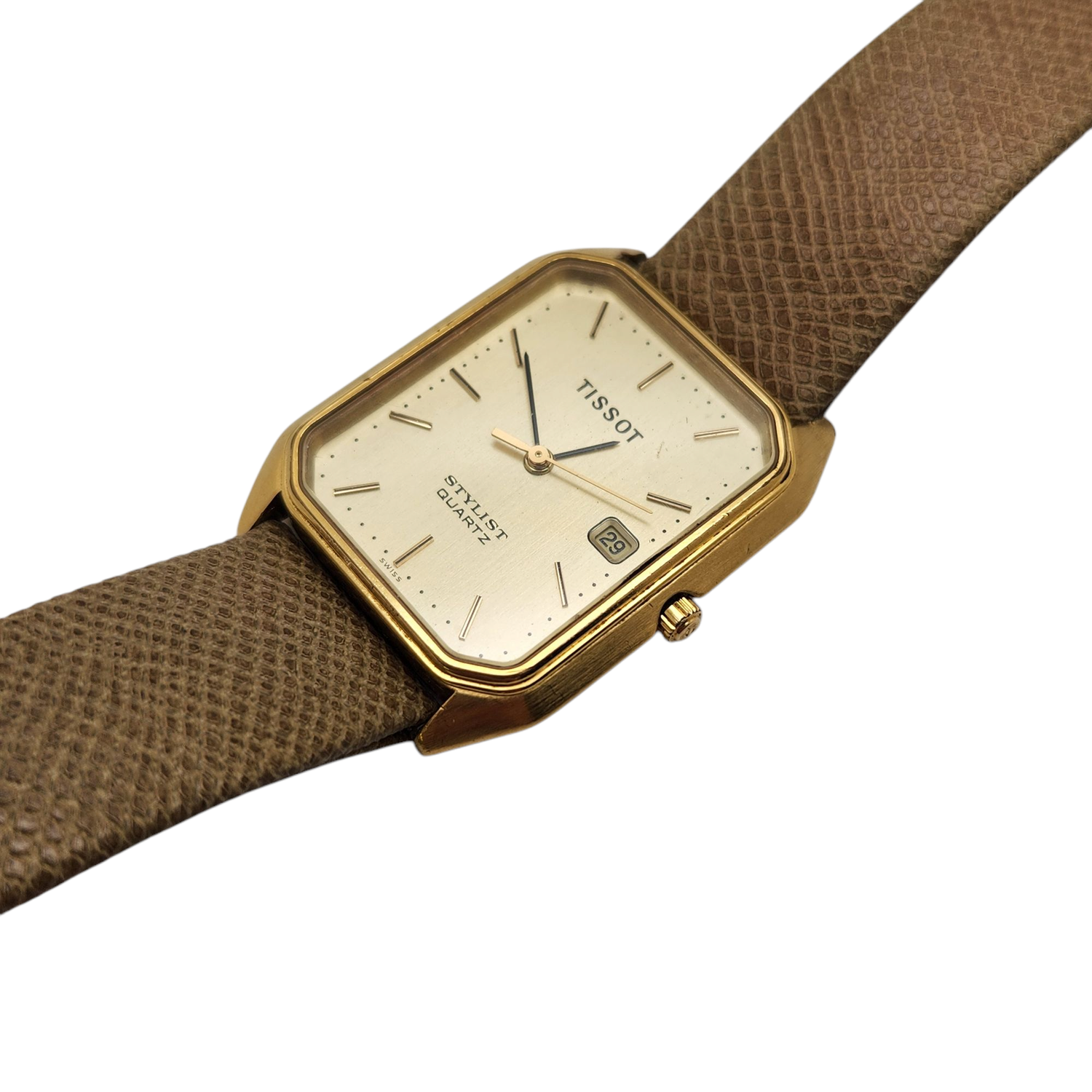 Vintage Tissot Stylist Quartz 18K Gold Plated Swiss Dress Watch