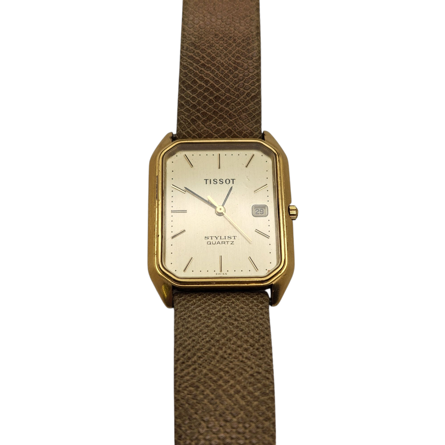 Vintage Tissot Stylist Quartz 18K Gold Plated Swiss Dress Watch