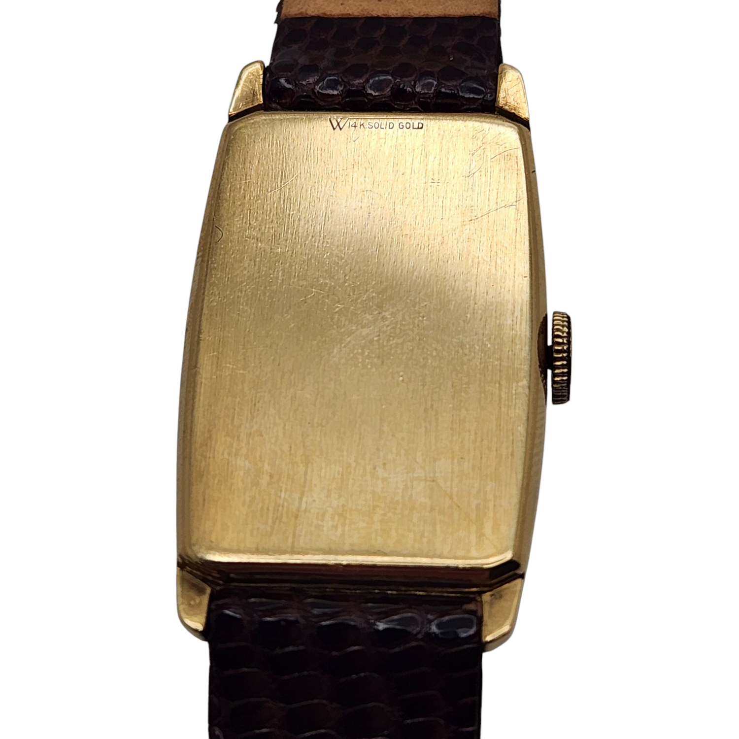 Vintage Waltham 14K Solid Gold Tank Style Wristwatch