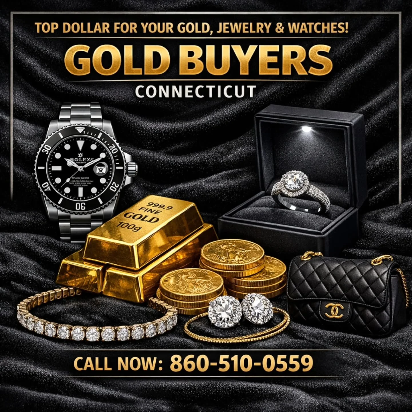 💰 Gold Buyers Connecticut &mdash; Modern Luxury, Top Prices 
We buy gold, silver, watches &amp; estate jewelry. 

📍 Connecticut | 💬 860-510-0559 | 🌐 goldbuyersct.com 

#GoldBuyersCT #SellGoldCT #EstateJewelry #GoldAndSilver #CTBusiness