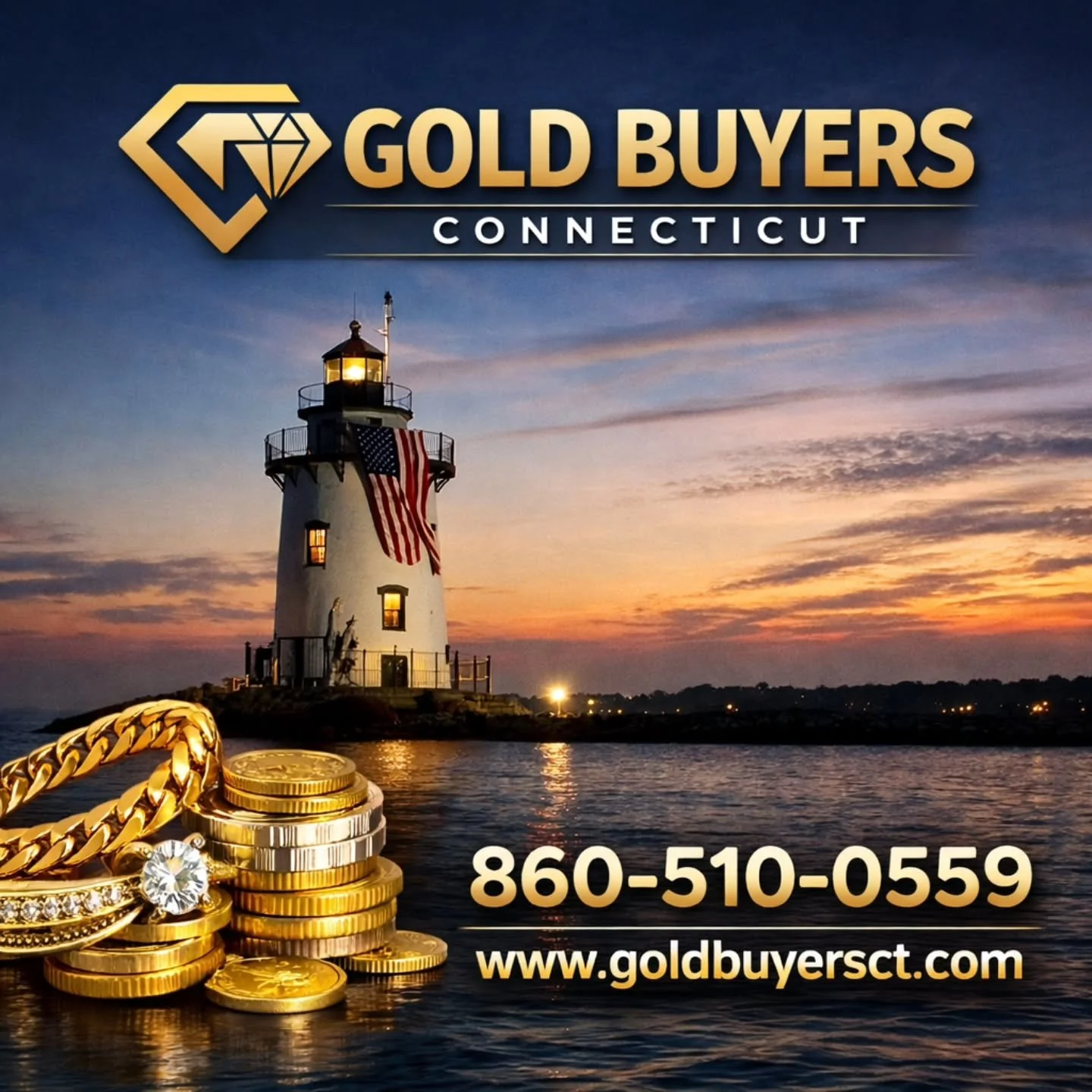 ✨ We Buy Gold &amp; Silver ✨ 
Turn your unwanted jewelry, coins, and silver into instant cash today! 

Trusted. Local. Professional. 

📍 Gold Buyers Connecticut 
📞 860‑510‑0559 
🌐 www.goldbuyersct.com 

#GoldBuyersCT #WeBuyGold #SellSilver #Connec