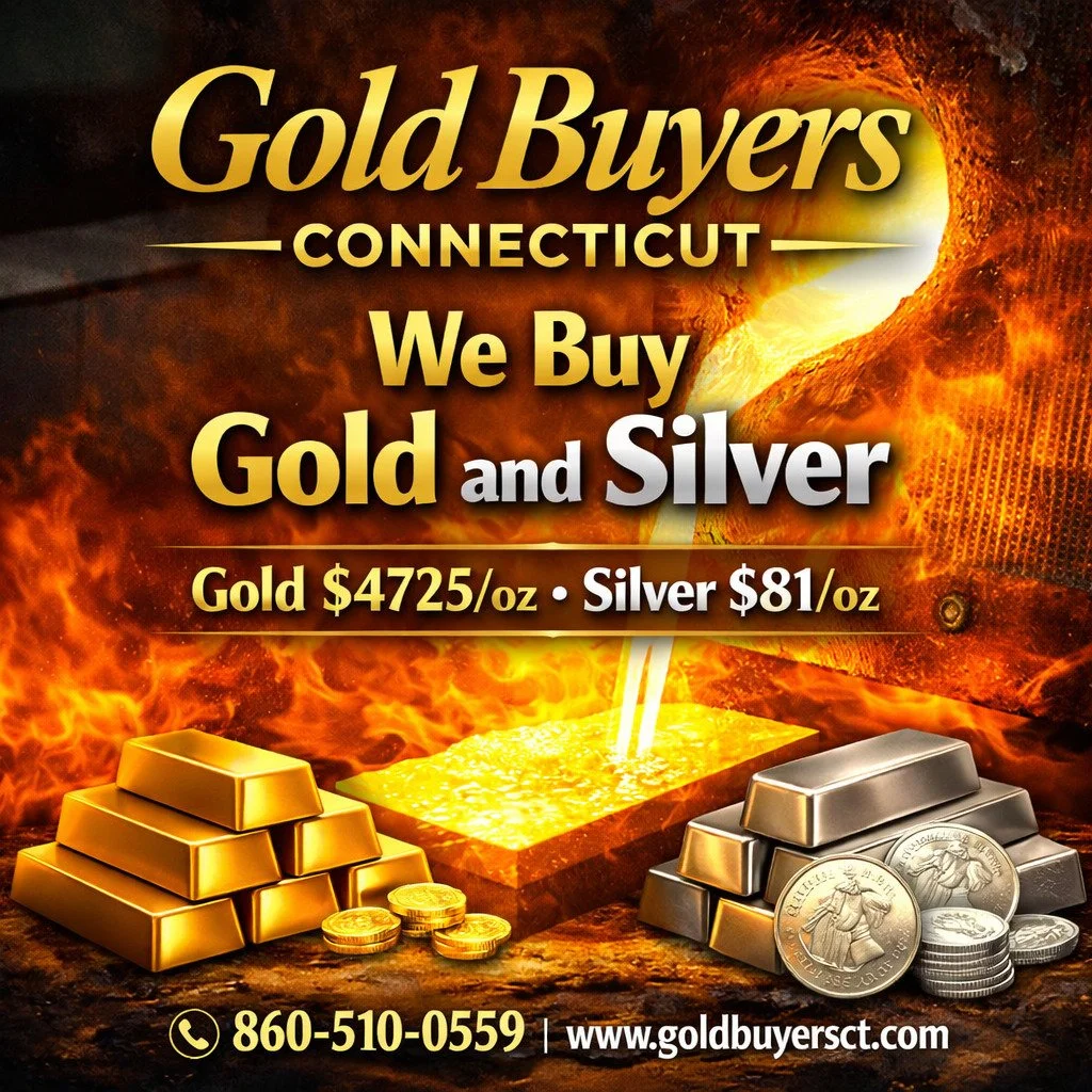 🔥 We Buy Gold &amp; Silver 
Turn your valuables into cash with Connecticut&rsquo;s trusted buyer.
Modern. Fast. Top‑Dollar Offers.

📞 860‑510‑0559 
🌐 www.goldbuyersct.com

#GoldBuyersCT #SellGold #SellSilver #ConnecticutBusiness #EstateSelling