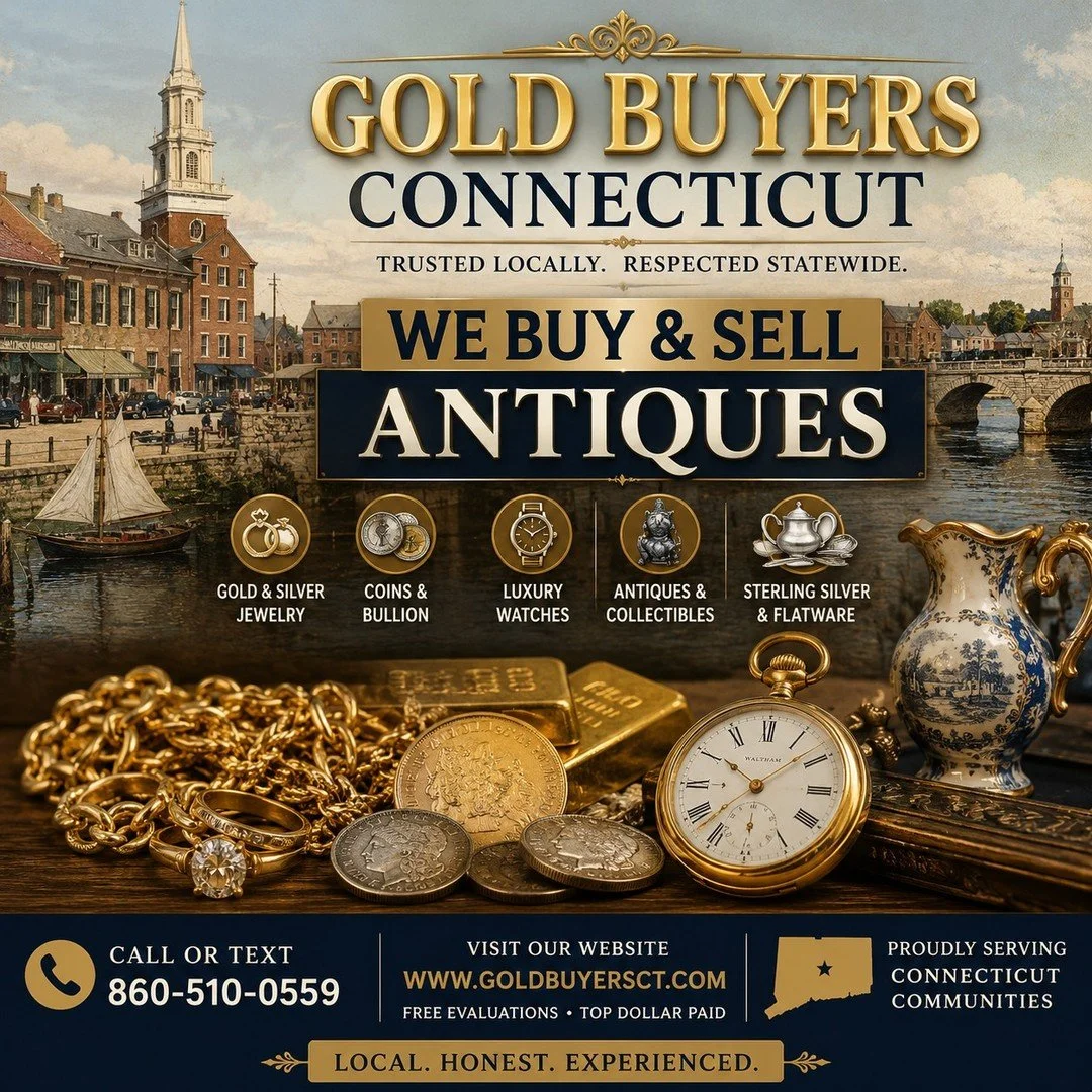 Discover hidden value in your antiques with Gold Buyers Connecticut.

Whether you're downsizing, settling an estate, or simply curious about what your items are worth, we're here to help. We buy and sell antiques, estate jewelry, gold, silver, coins,